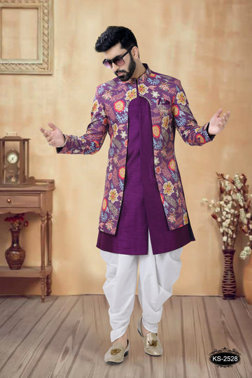 PURPLE TONE UNIQUE STYLE INDO-WESTERN SET FOR EVERY FESTIVITY