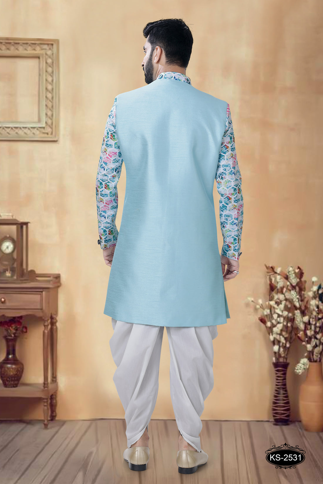 BLUE HUE INDO-WESTERN SET IN UNIQUE PATTERN FOR EVERY FESTIVITY