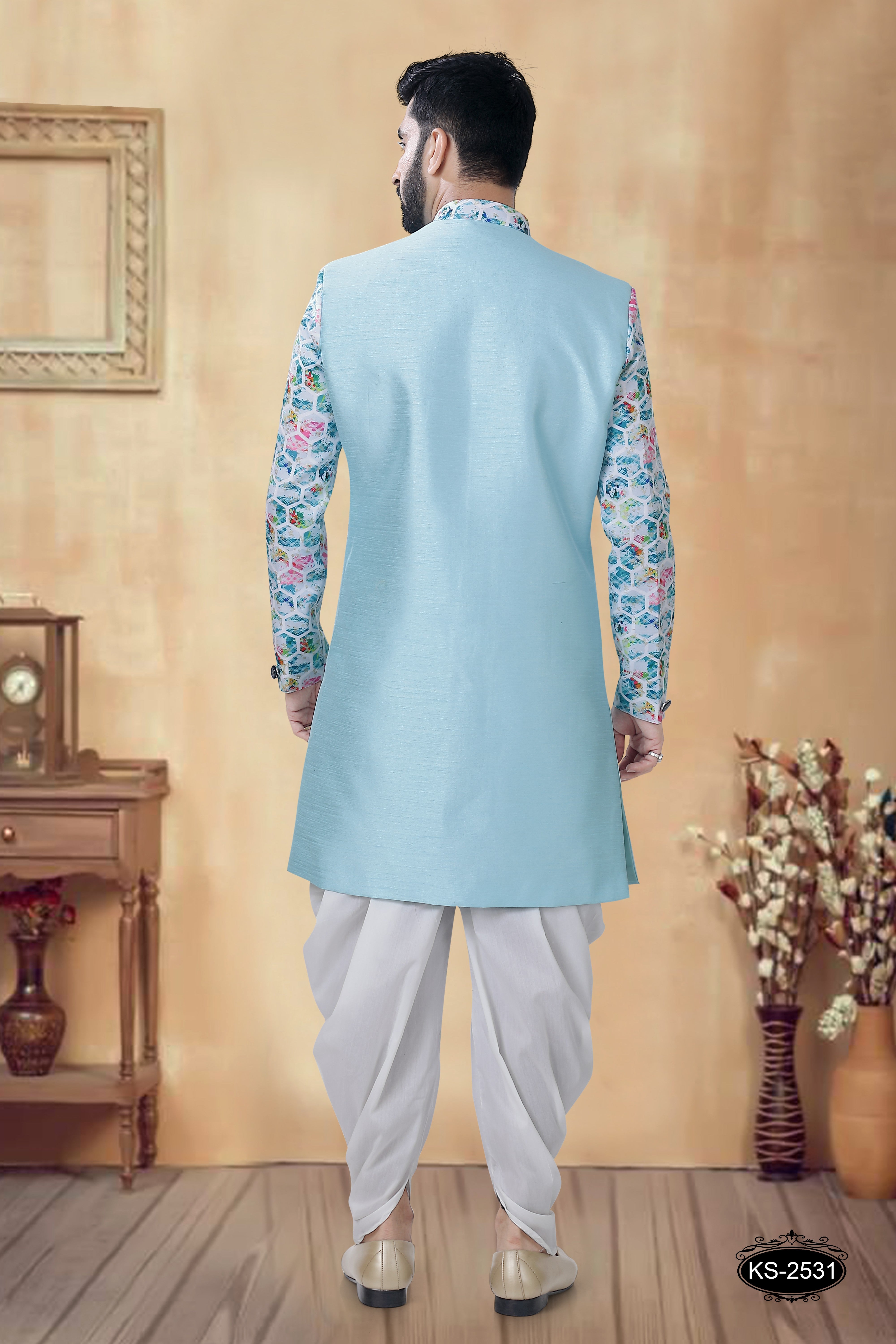 BLUE HUE INDO-WESTERN SET IN UNIQUE PATTERN FOR EVERY FESTIVITY