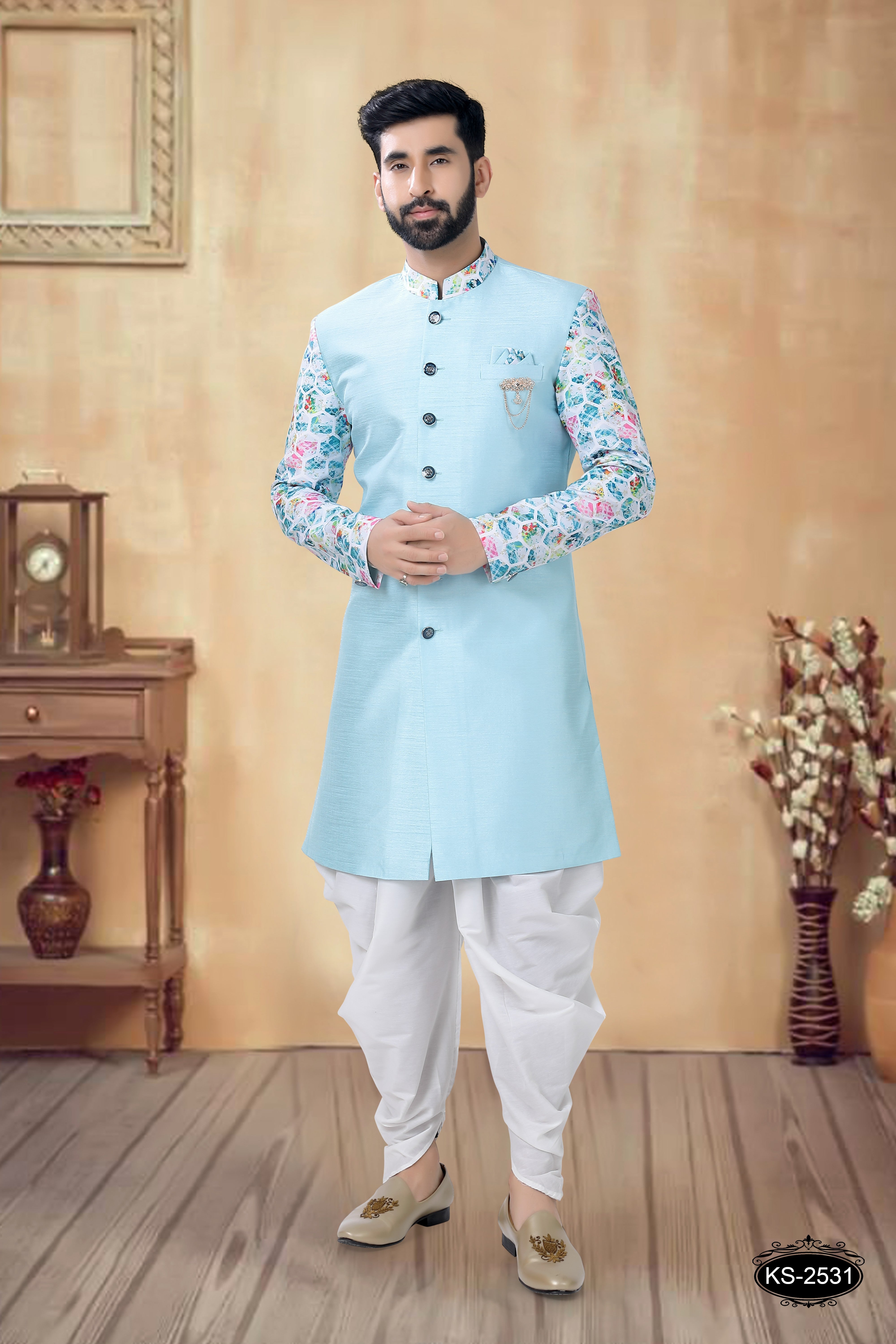 BLUE HUE INDO-WESTERN SET IN UNIQUE PATTERN FOR EVERY FESTIVITY