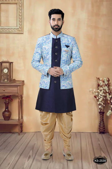 BLUE TONE UNIQUE STYLE INDO-WESTERN SET FOR EVERY FESTIVITY