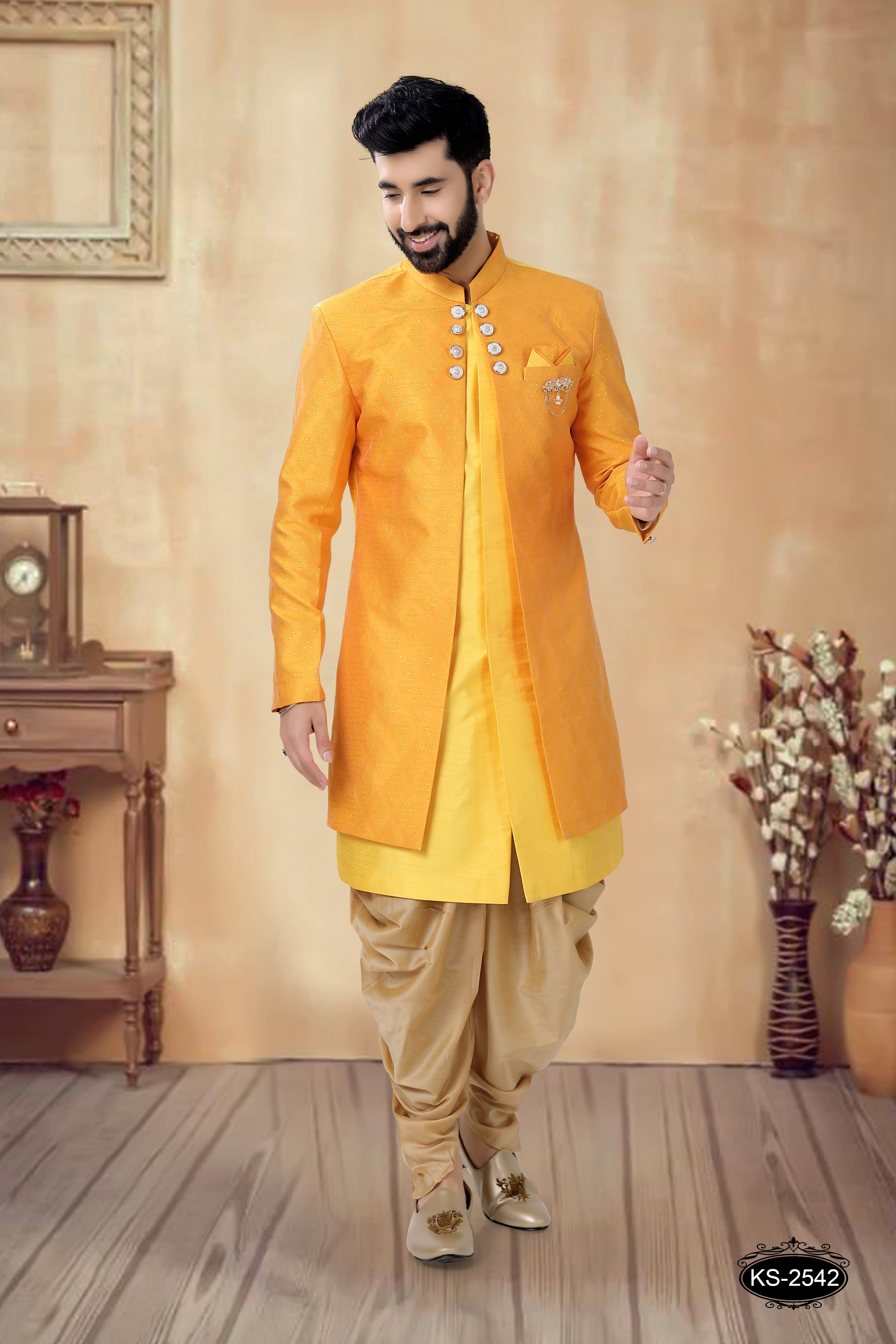 YELLOW TONE UNIQUE STYLE INDO-WESTERN SET FOR EVERY FESTIVITY