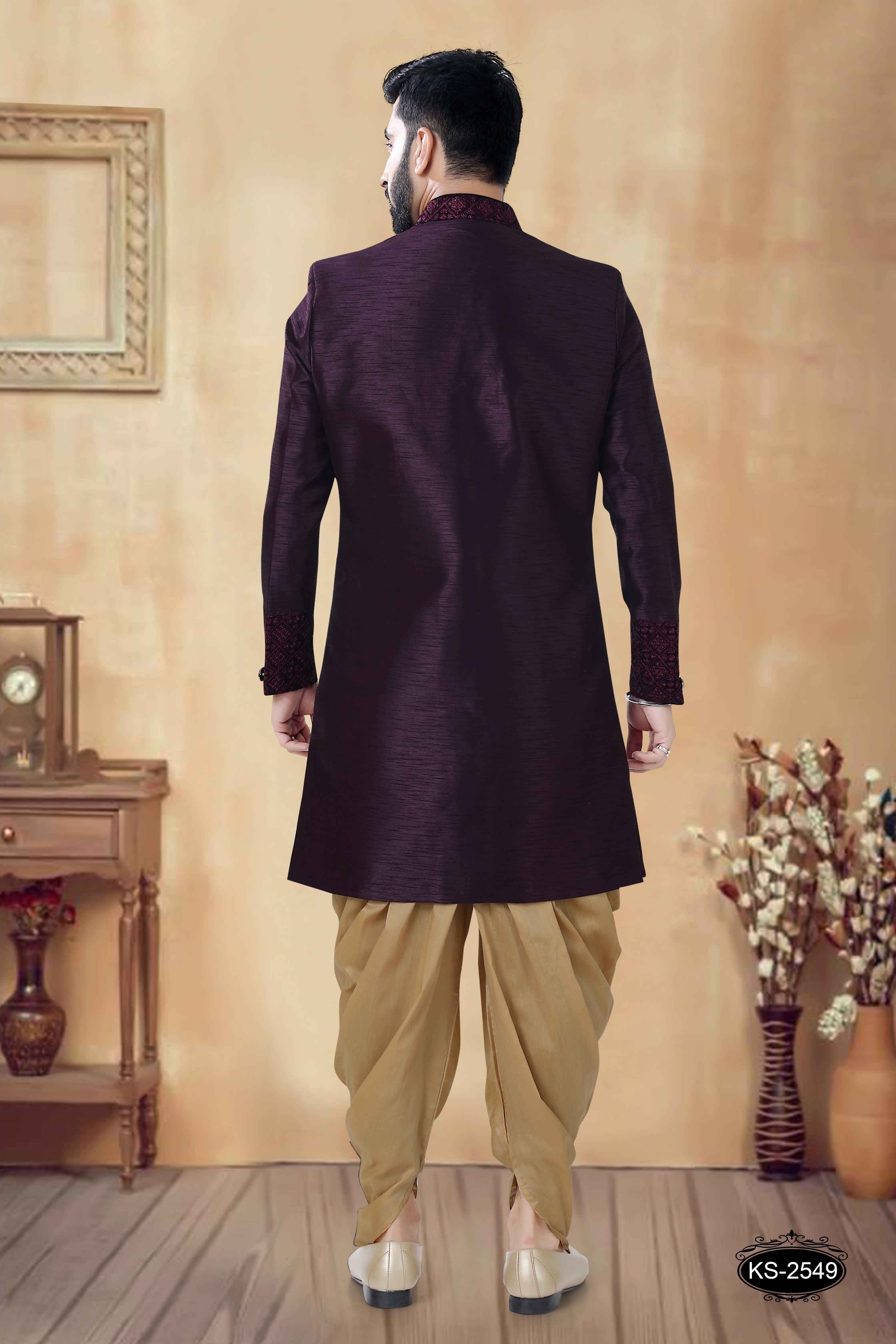 INDO-WESTERN SET WITH DESIGNER PATTA IN WINE FOR EVERY FESTIVITY