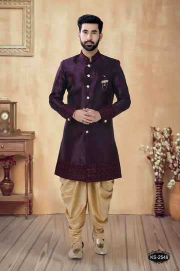 INDO-WESTERN SET WITH DESIGNER PATTA IN WINE FOR EVERY FESTIVITY