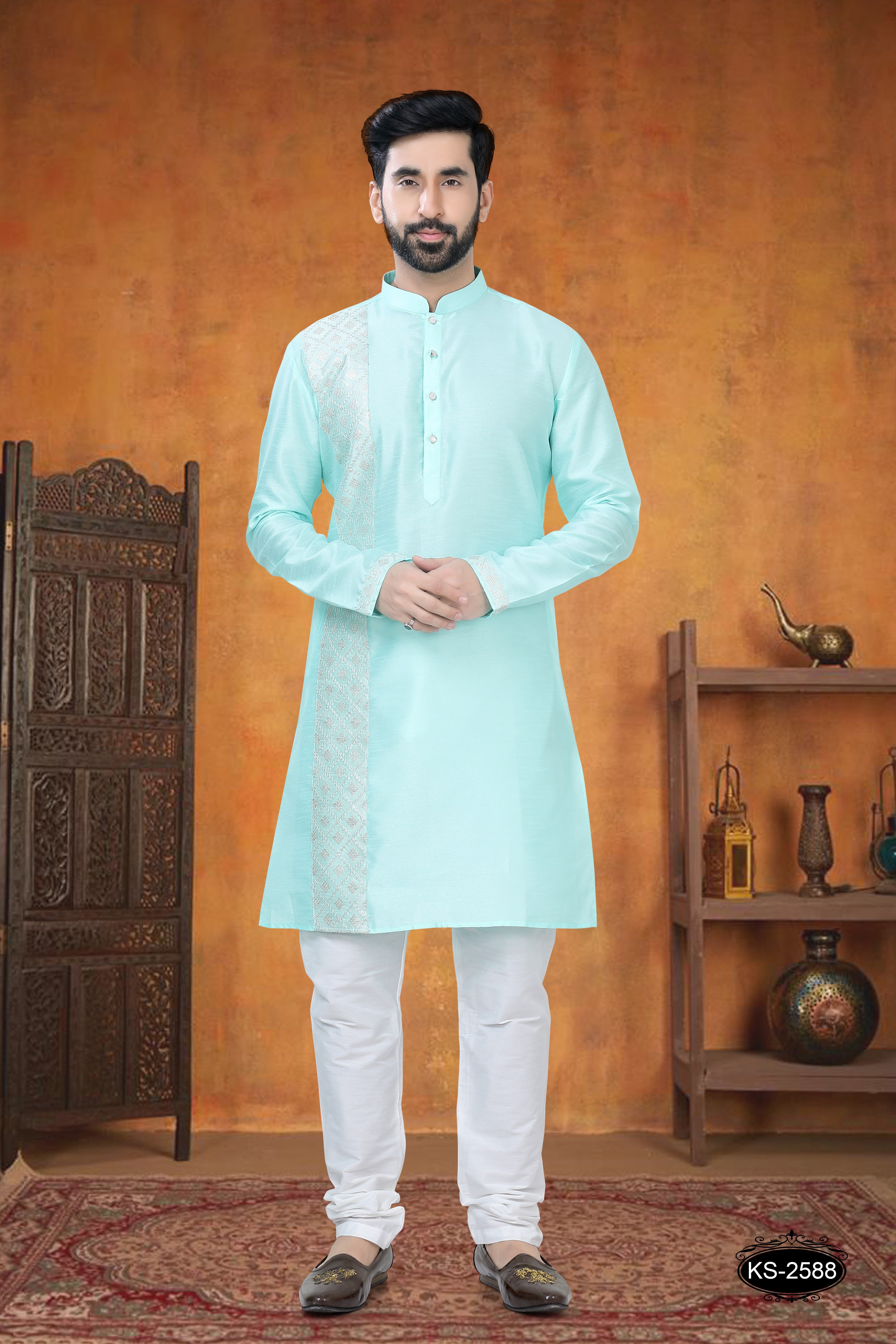 DESIGNER PATTERN KURTA SET IN BLUE HUE