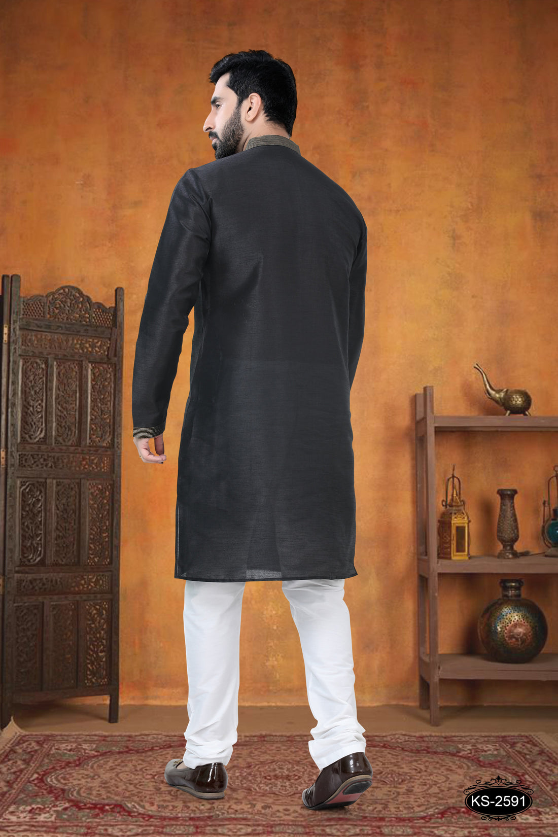 LACCHI WORK KURTA SET IN BLACK TONE