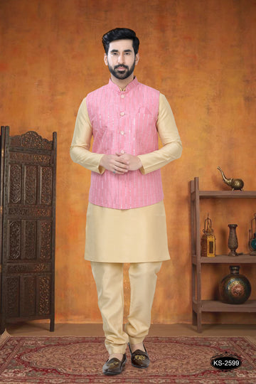 PINK JACKET SET WITH THREAD EMBROIDERY ALL-OVER