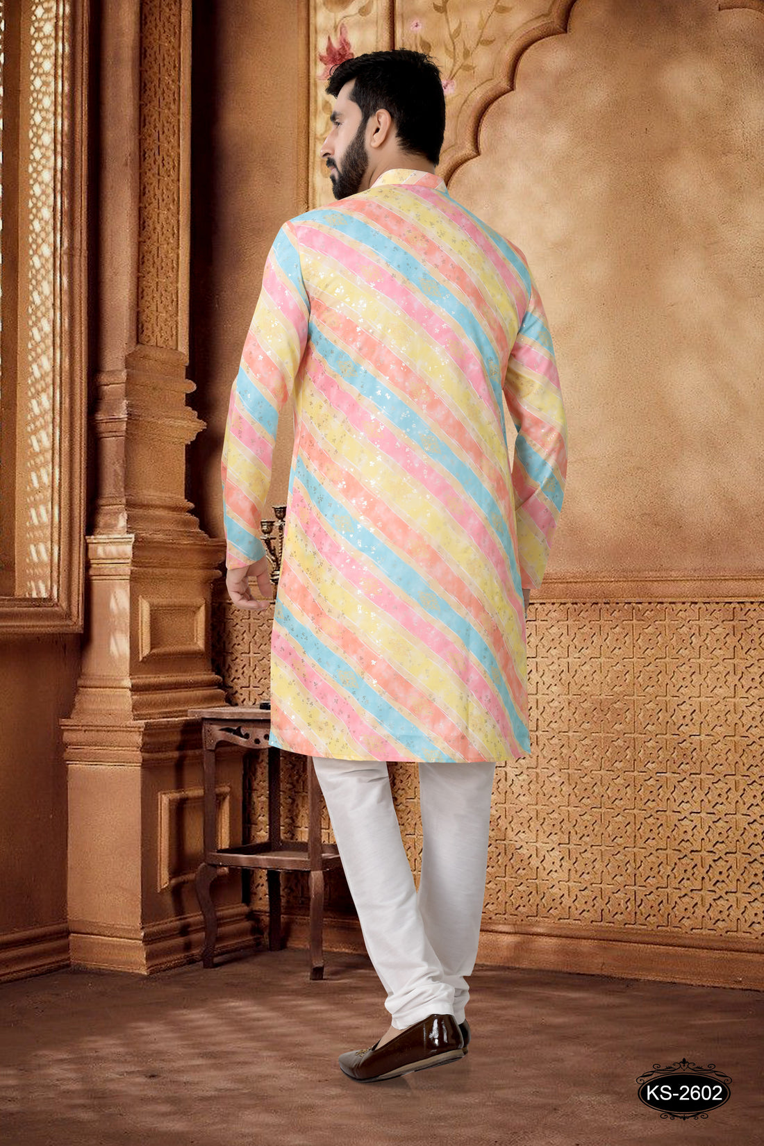 MULTI-TONE KURTA SET WITH FOIL-PRINT ALL-OVER