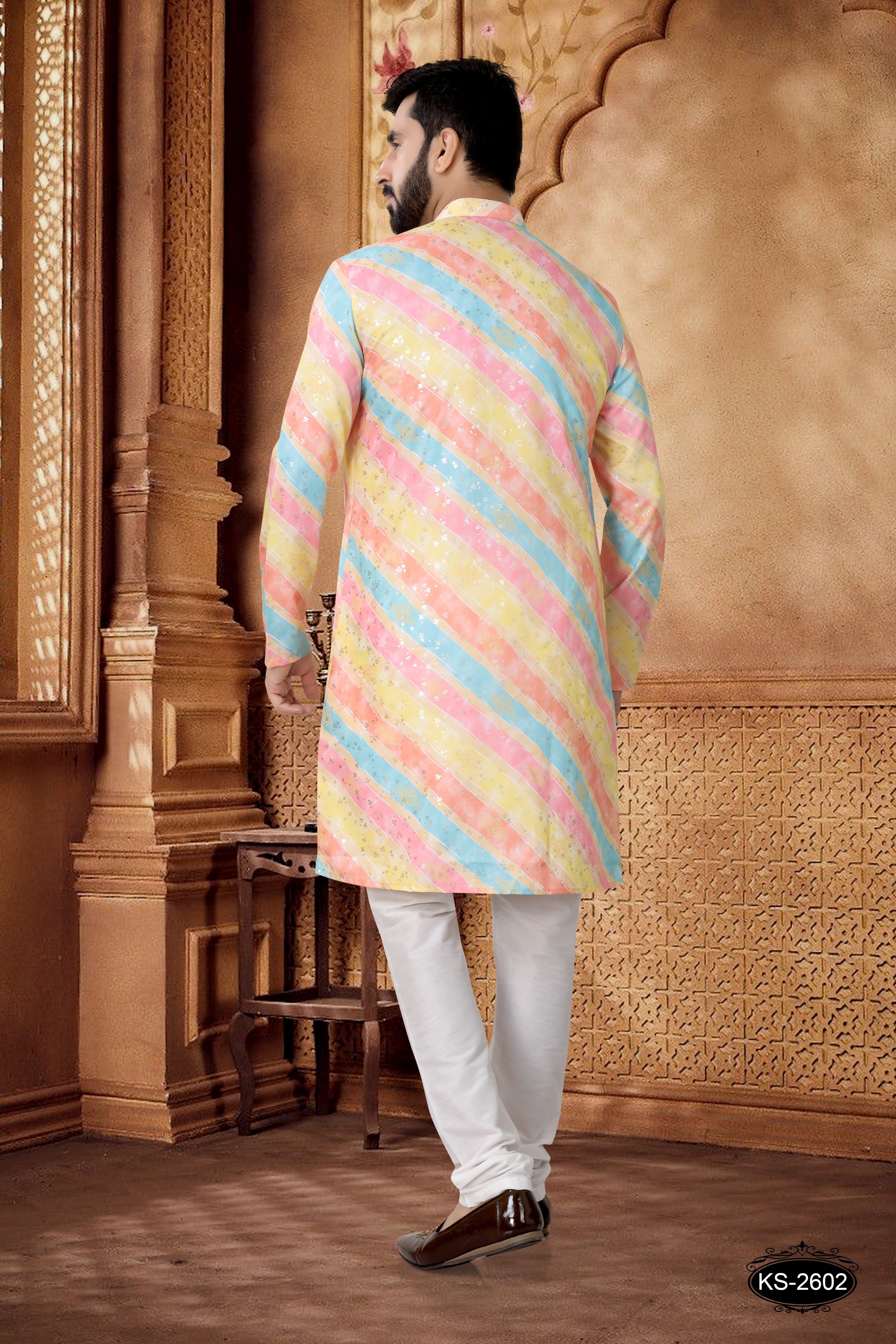 MULTI-TONE KURTA SET WITH FOIL-PRINT ALL-OVER