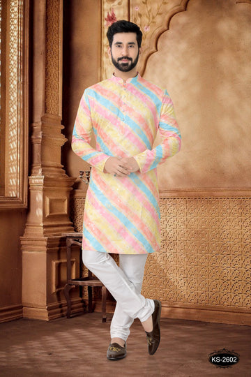 MULTI-TONE KURTA SET WITH FOIL-PRINT ALL-OVER