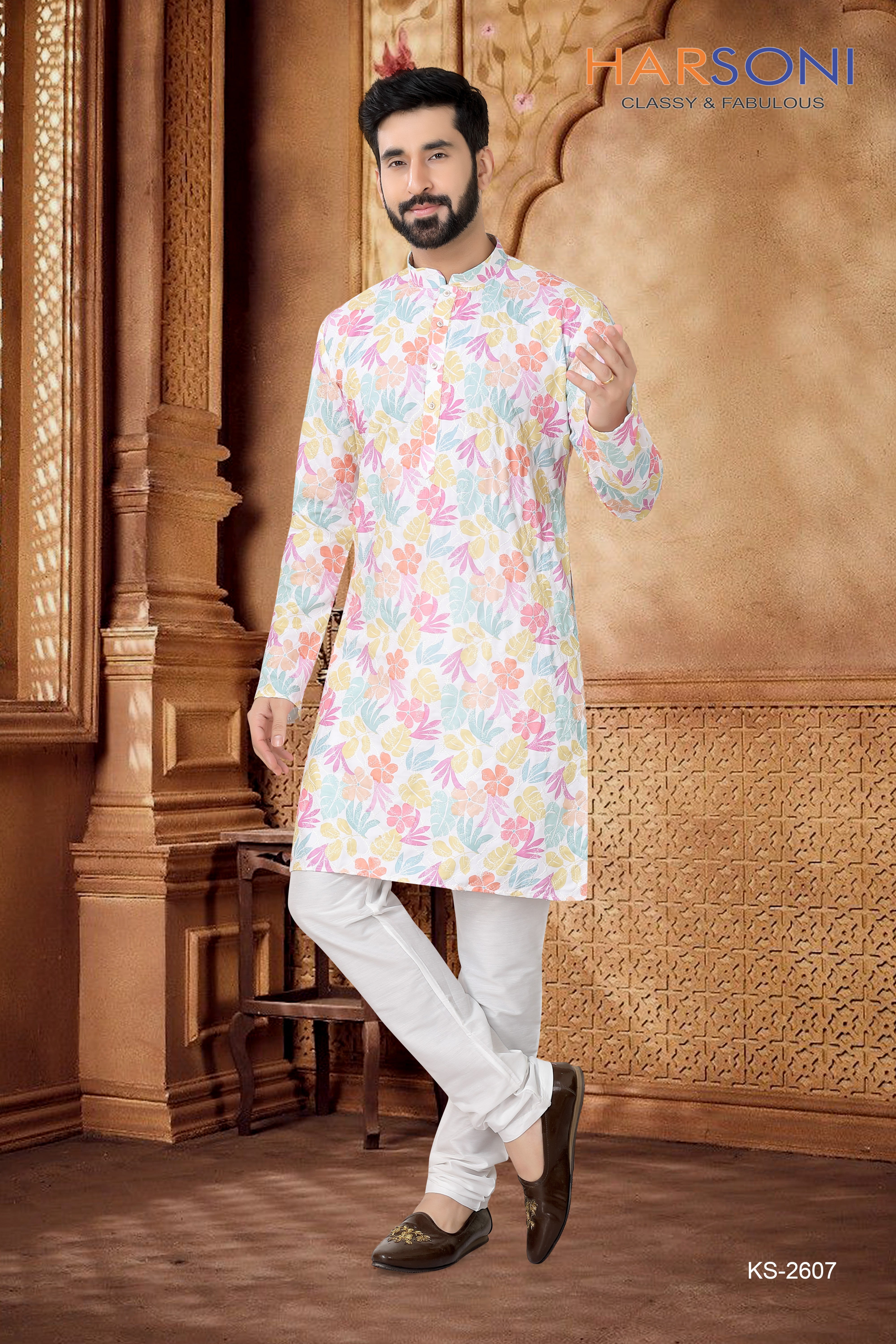 MULTI-TONE ( MULTI-TONE ) KURTA SET WITH THREAD EMBROIDERY ALL-OVER