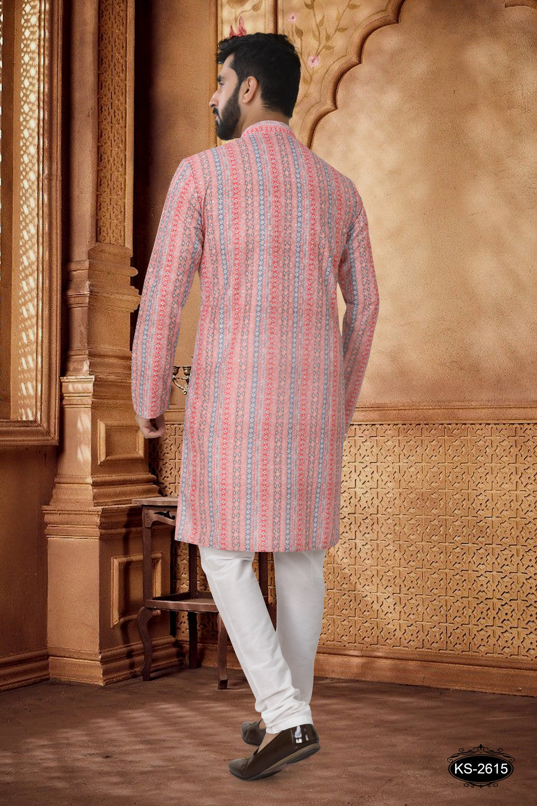 PEACH-PINK HUE KURTA SET WITH THREAD EMBROIDERY