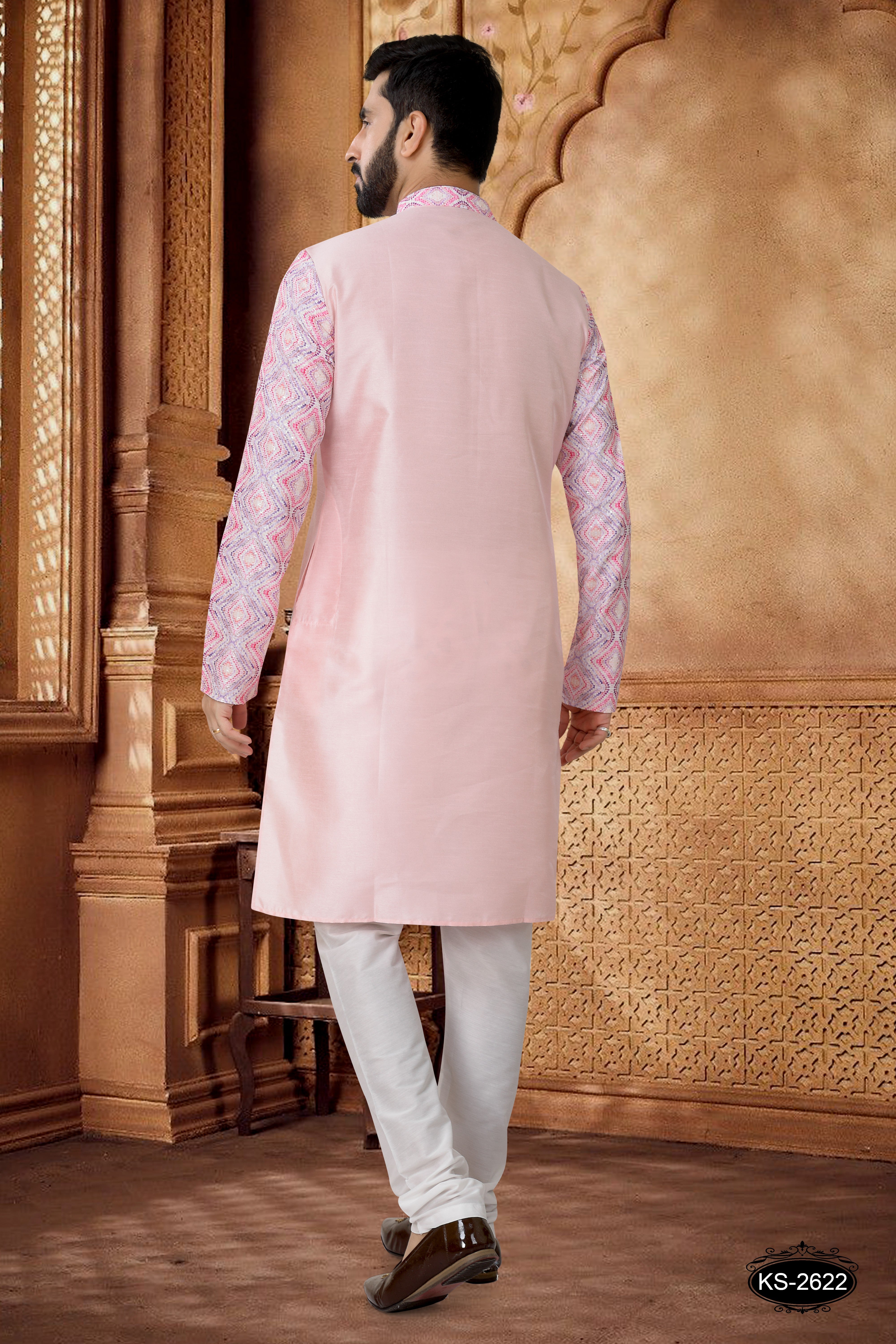 PINK KURTA SET WITH DESIGNER PATTA