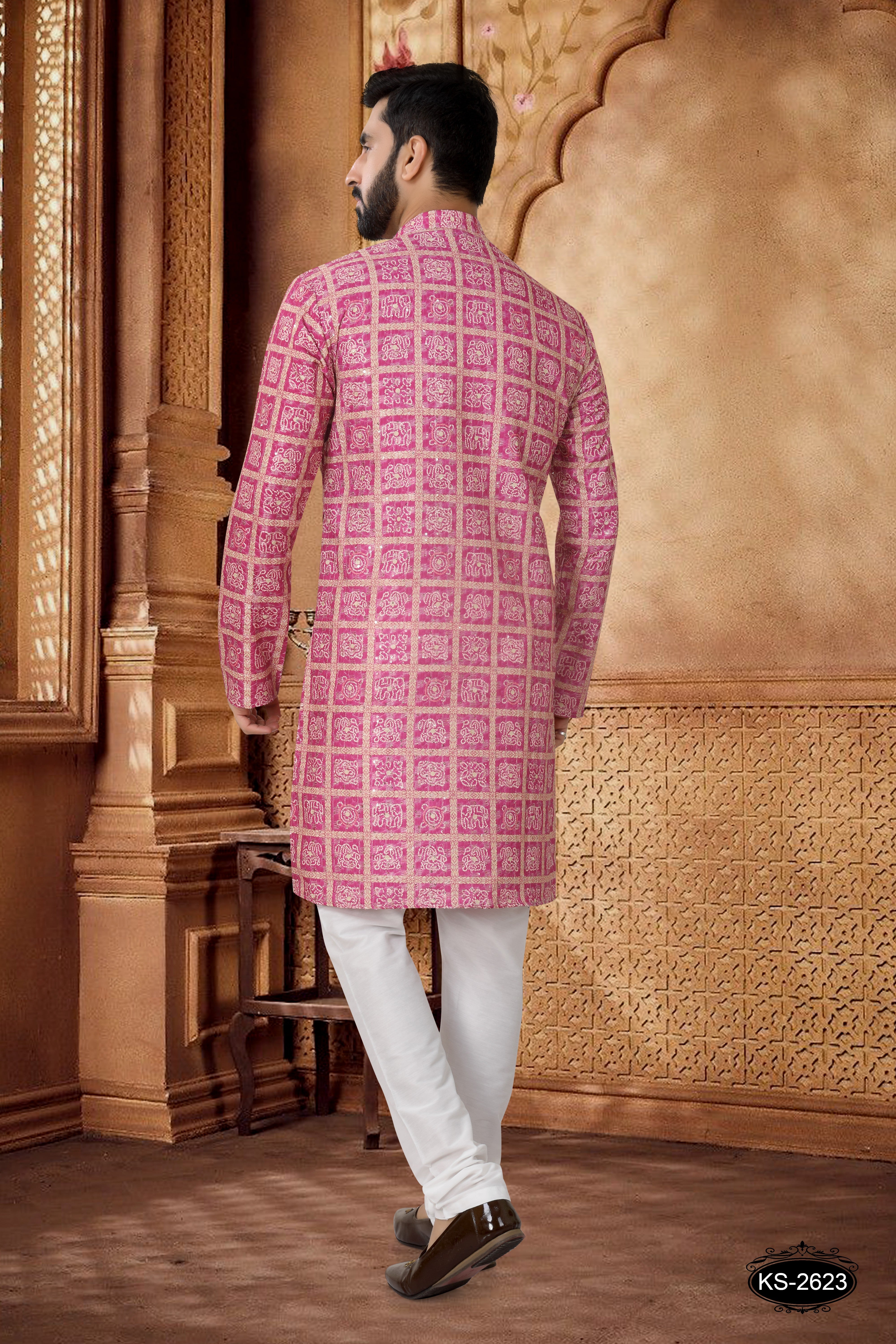 SOFT-COTTON KURTA SET IN PINK WITH THREAD EMBROIDERY ALL-OVER