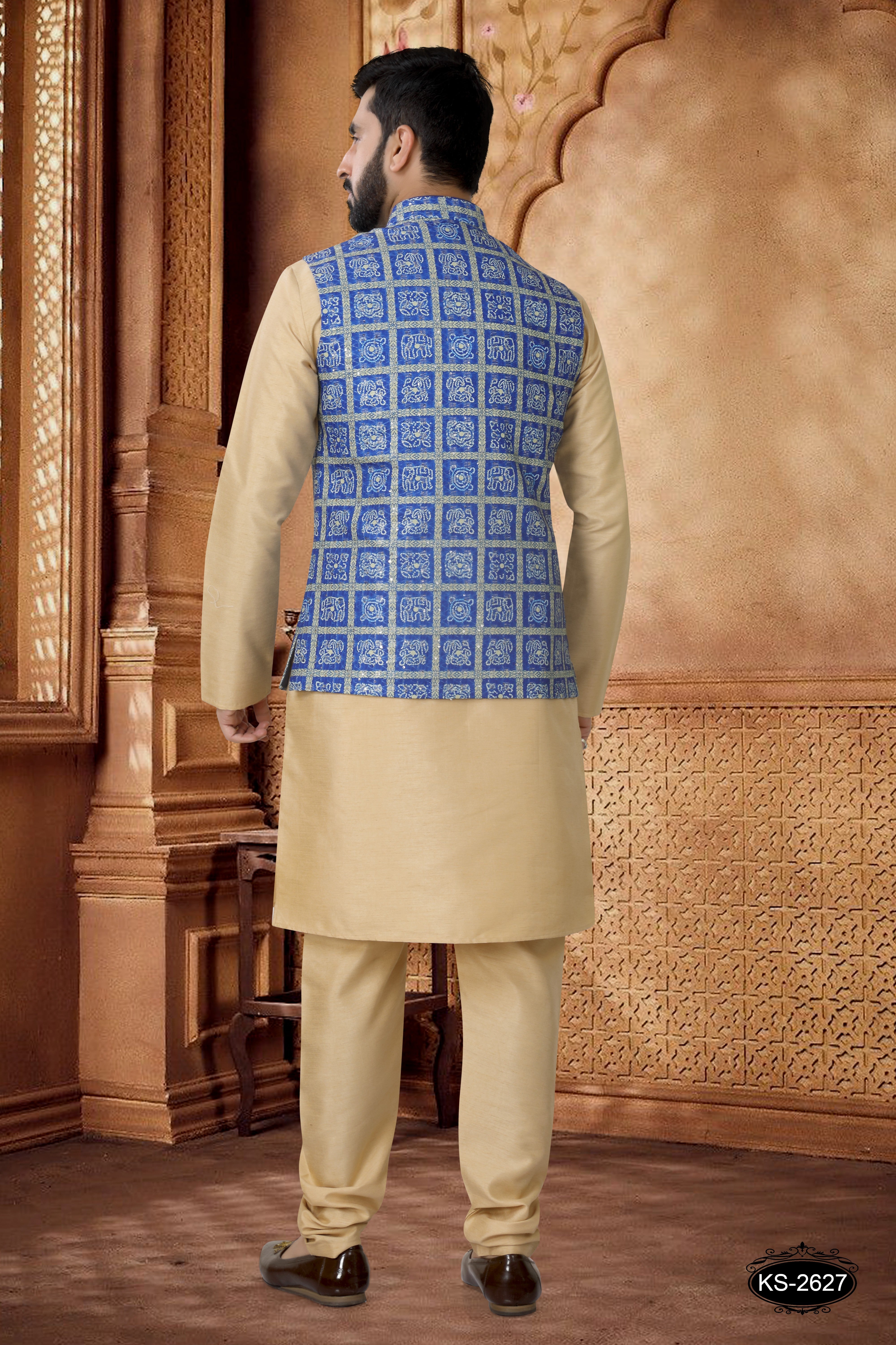 THREAD EMBROIDERY JACKET KURTA SET IN BLUE FOR EVERY OCCASIONS