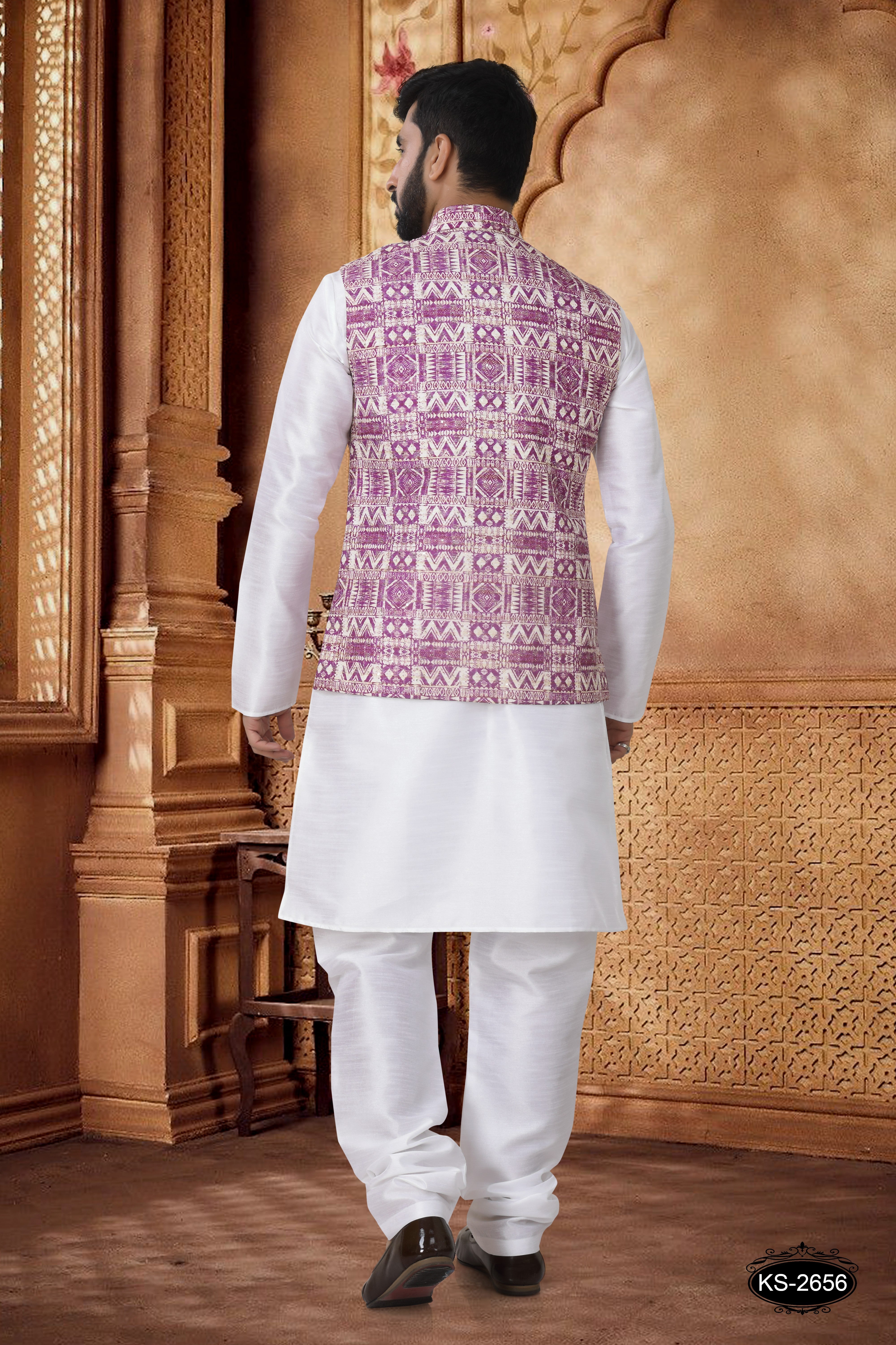 PURPLE HUE JACKET KURTA SE WITH THREAD EMBROIDERY ALL-OVER