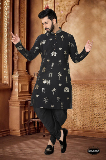 BLACK KURTA SET WITH TRADITIONAL DESIGN FOR EVERY CULTURAL OCCASIONS