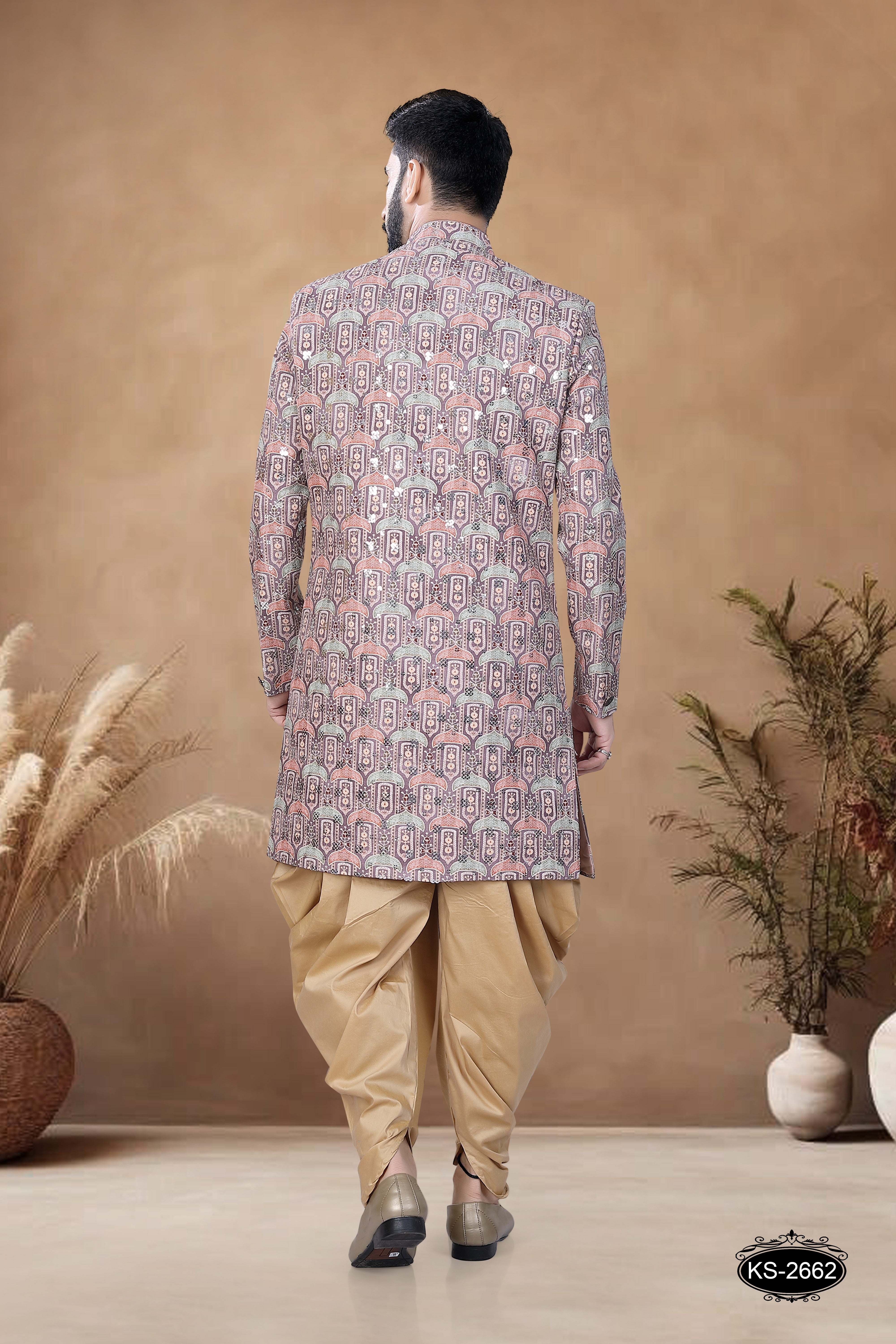 BROWN HUE INDO-WESTERN WITH THREAD EMBROIDERY ALL-OVER