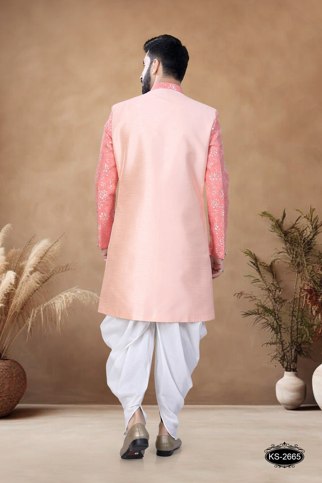 PEACH HUE INDO-WESTERN SET IN UNIQUE STYLE