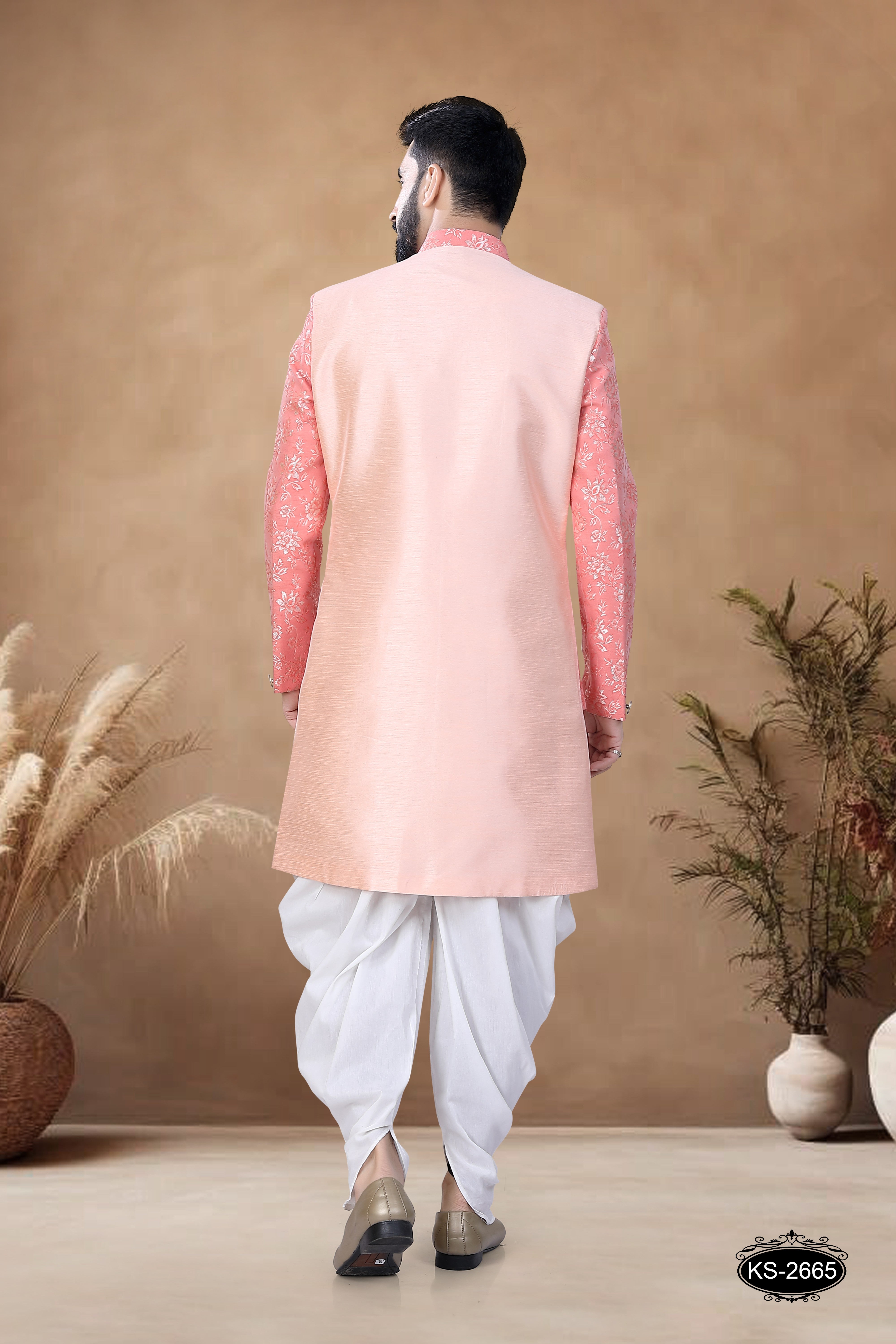 PEACH HUE INDO-WESTERN SET IN UNIQUE STYLE
