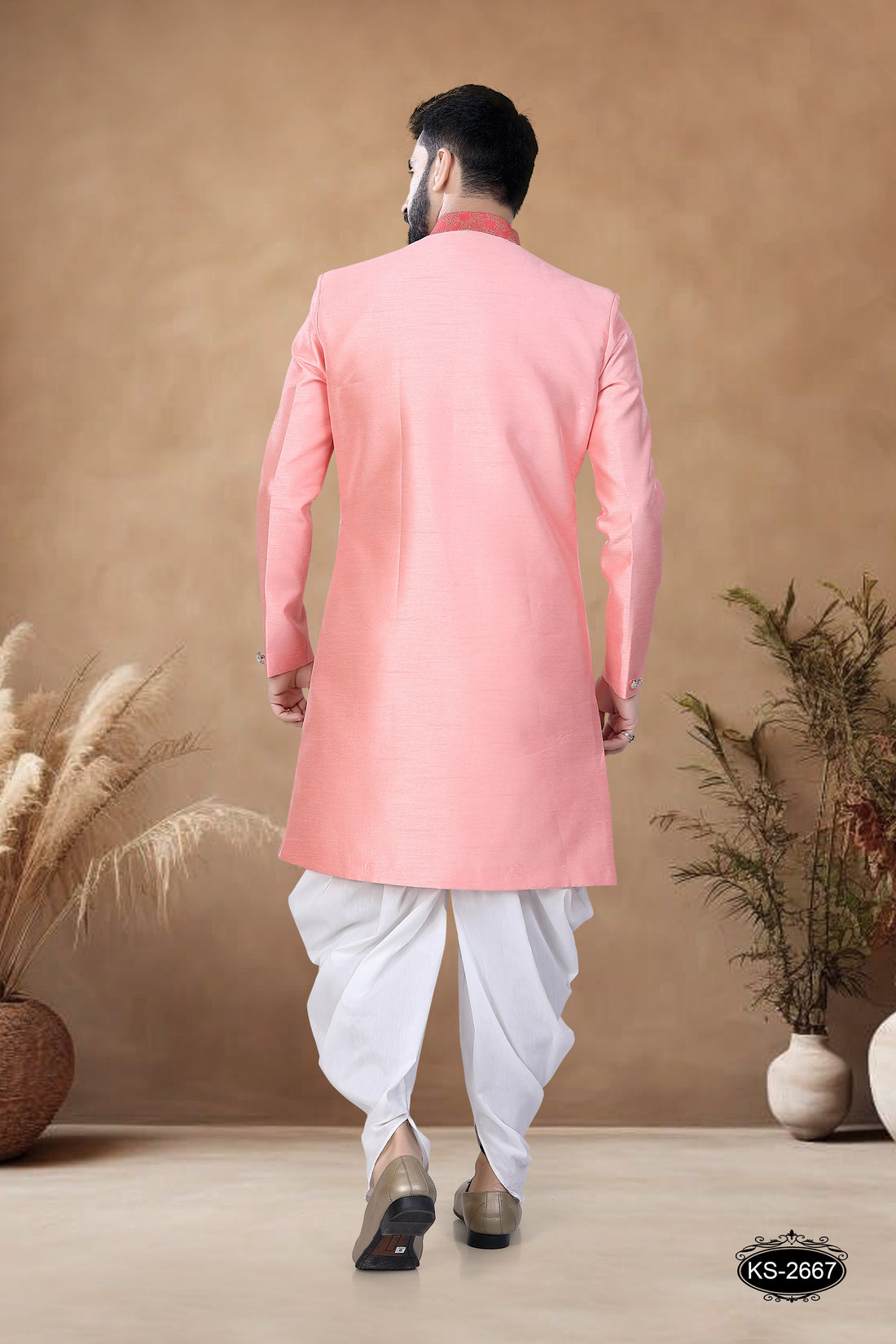 JACKET STYLE INDO-WESTERN SET IN UNIQUE STYLE  WITH SELF-DESIGN