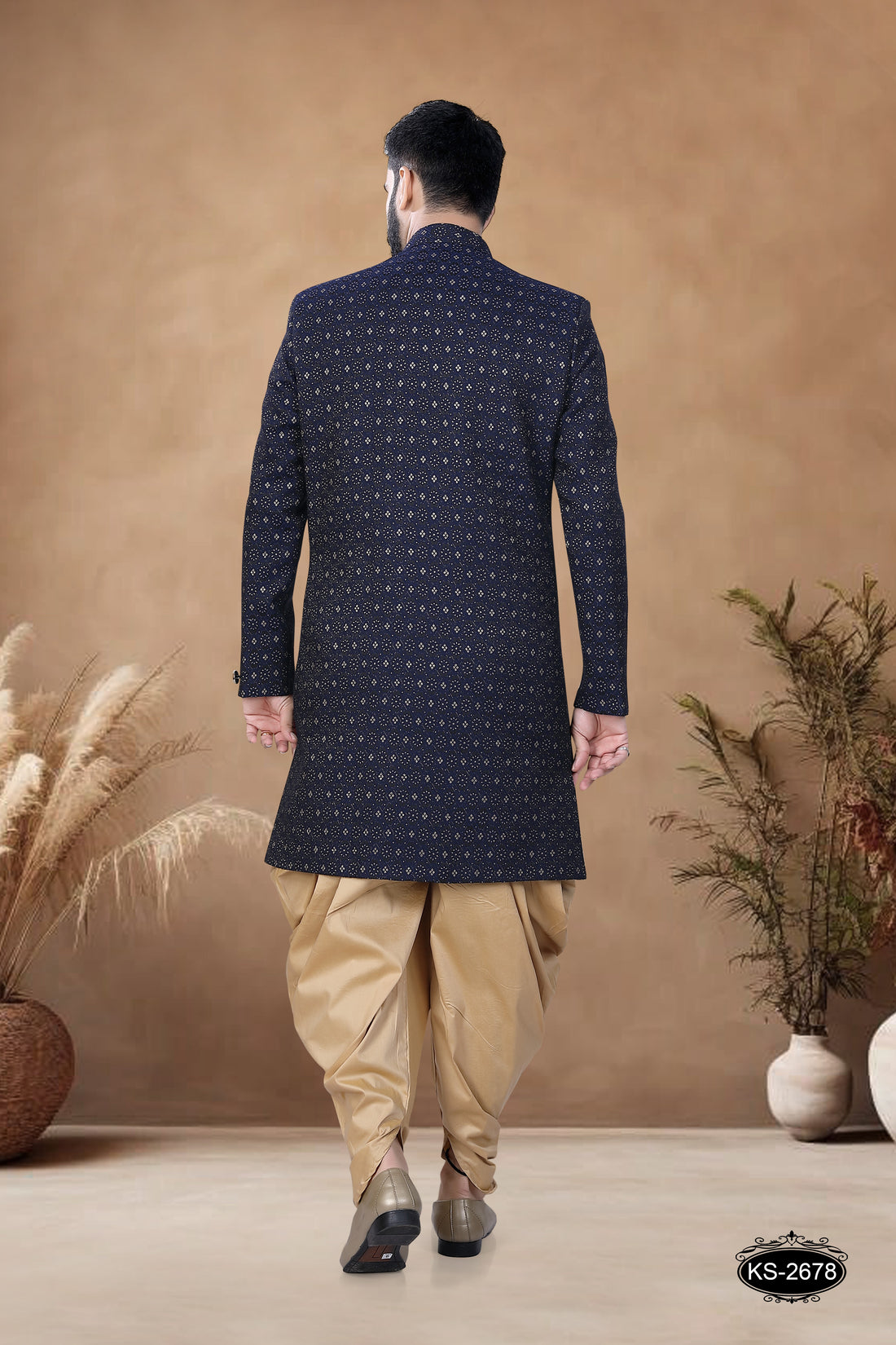 BLUE TONE INDO-WESTERN SET WIT SELF-DESIGN
