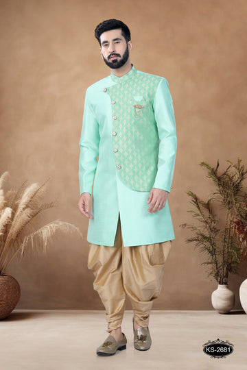 UNQIUE JACKET STYLE INDO-WESTERN SET IN GREEN TONE