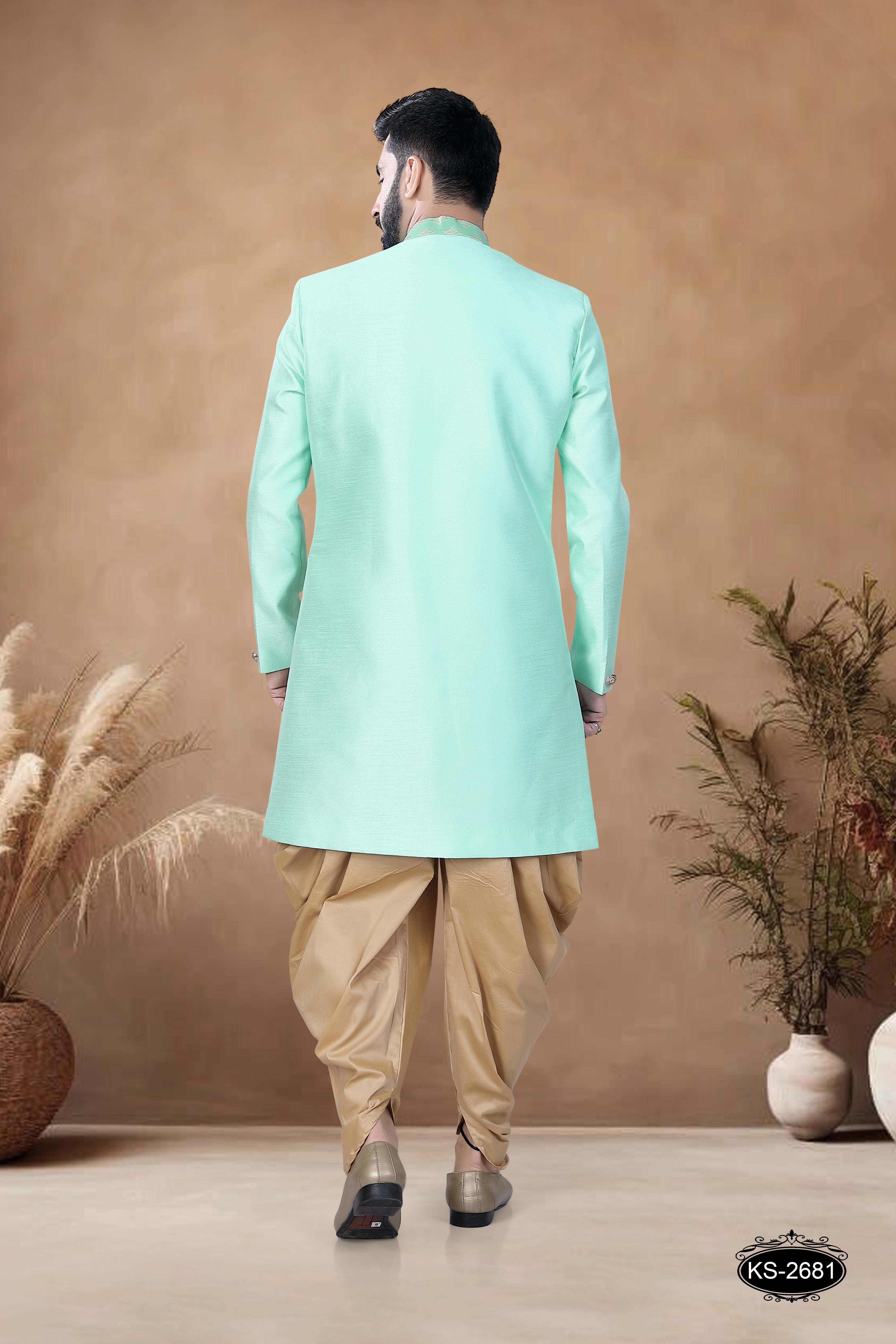 UNQIUE JACKET STYLE INDO-WESTERN SET IN GREEN TONE