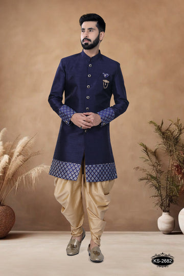 INDO-WESTERN SET IN BLUE HUE WITH DESIGNER PATTA