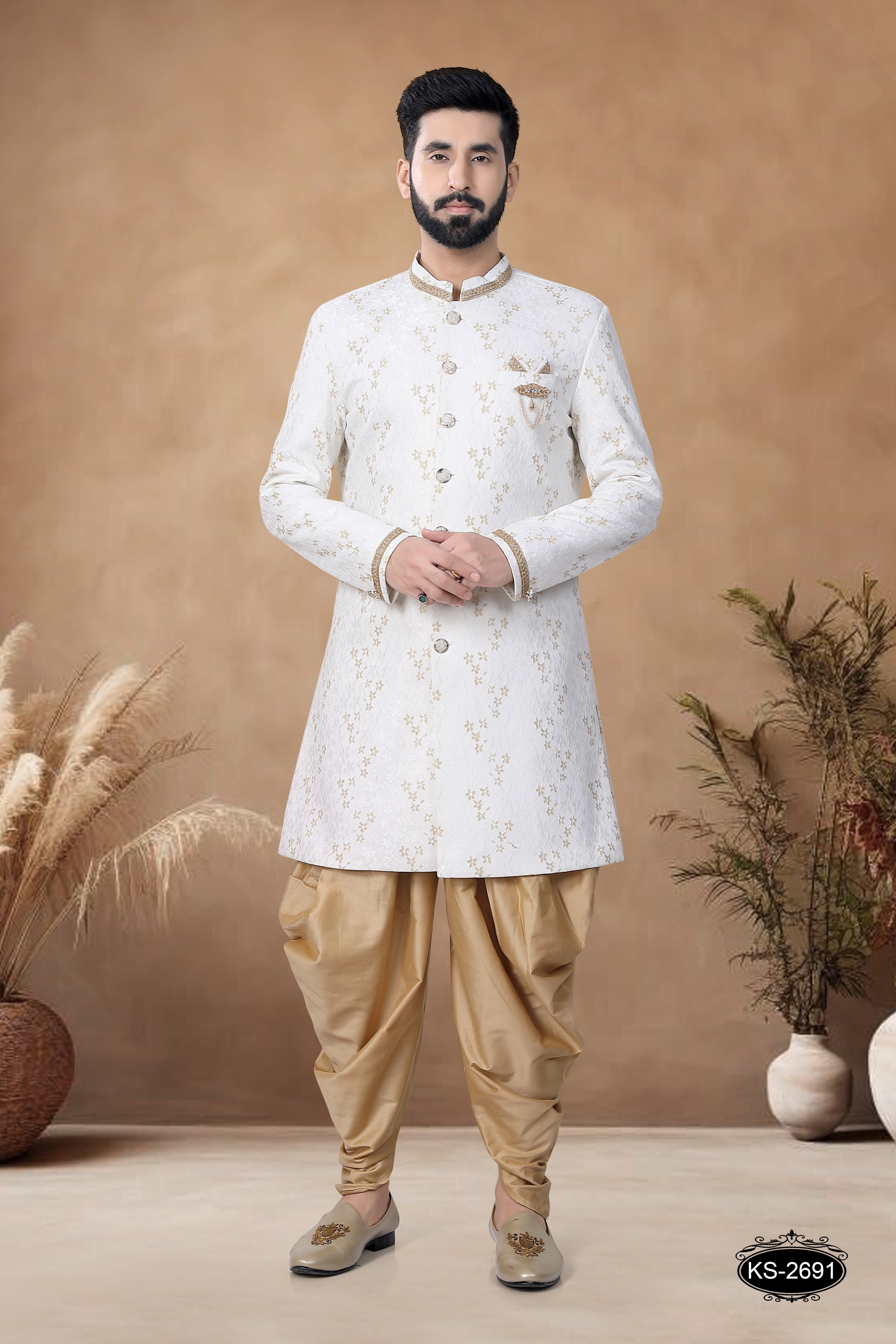 RICH WHITE TONE INDO-WESTERN SET WITH DESIGNER LACE