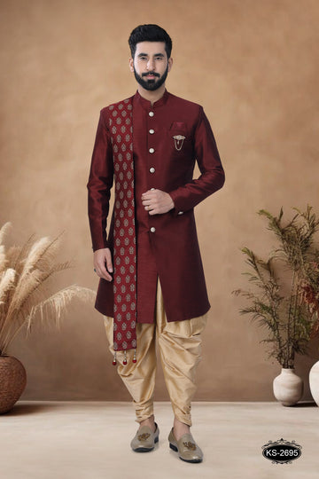 UNIQUE DUPATTA STYLE INDO-WESTERN SET IN MAROON HUE