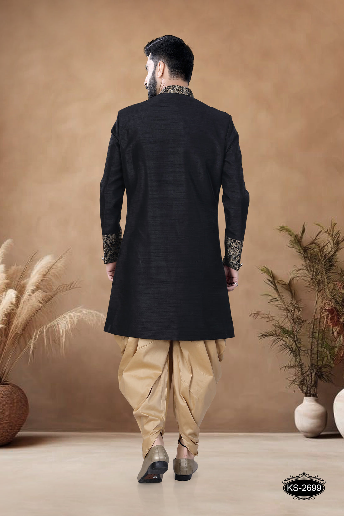 INDO-WESTERN SET IN BLACK TONE WITH DESIGNER PATTA
