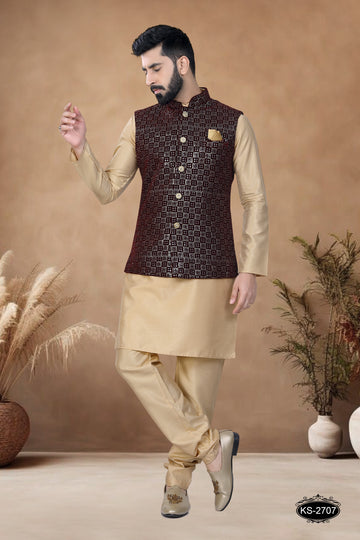 VELVET JACKET WITH THREAD EMBROIDERY ALL-OVER MAROON TONE