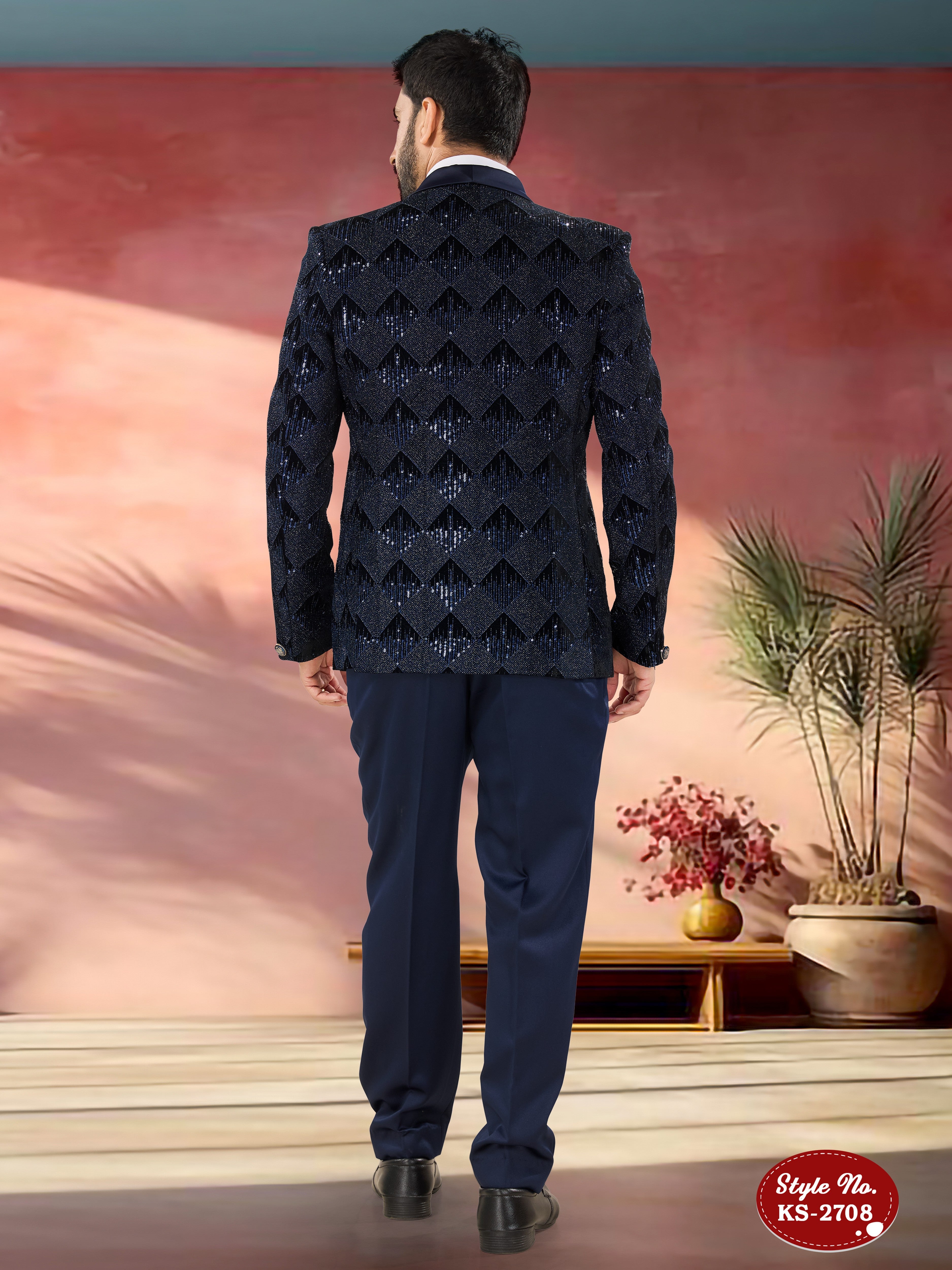 VELVET 5 PC SUIT WITH HEAVY THREAD EMBROIDERY ALL-OVER