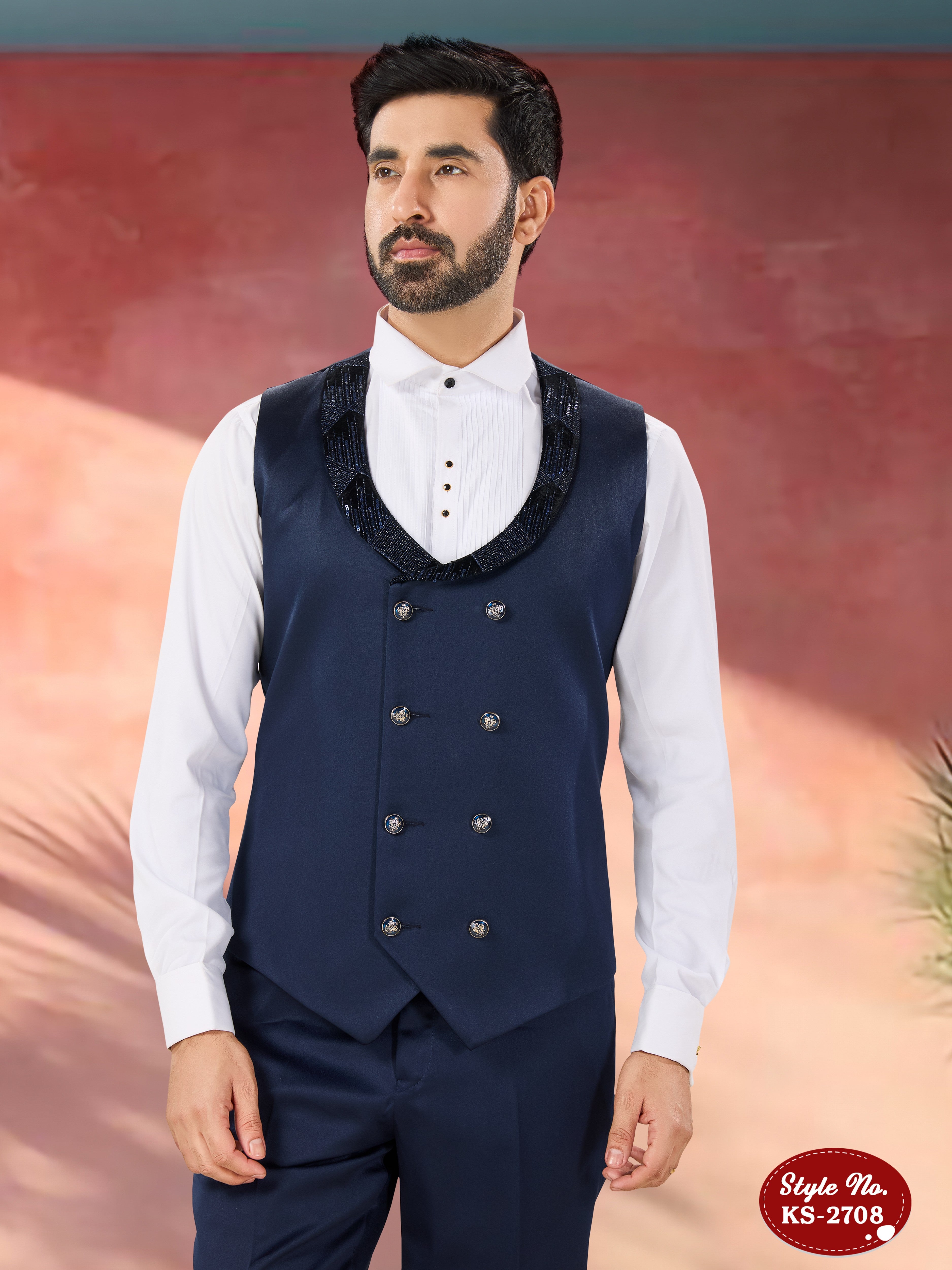 VELVET 5 PC SUIT WITH HEAVY THREAD EMBROIDERY ALL-OVER