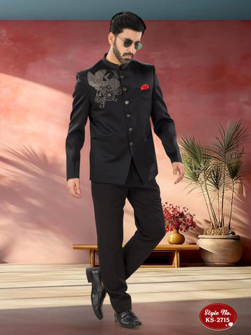BANDHGALA SET IN RICH BLACK TONE WITH UNIQUE HAND EMBROIDERY