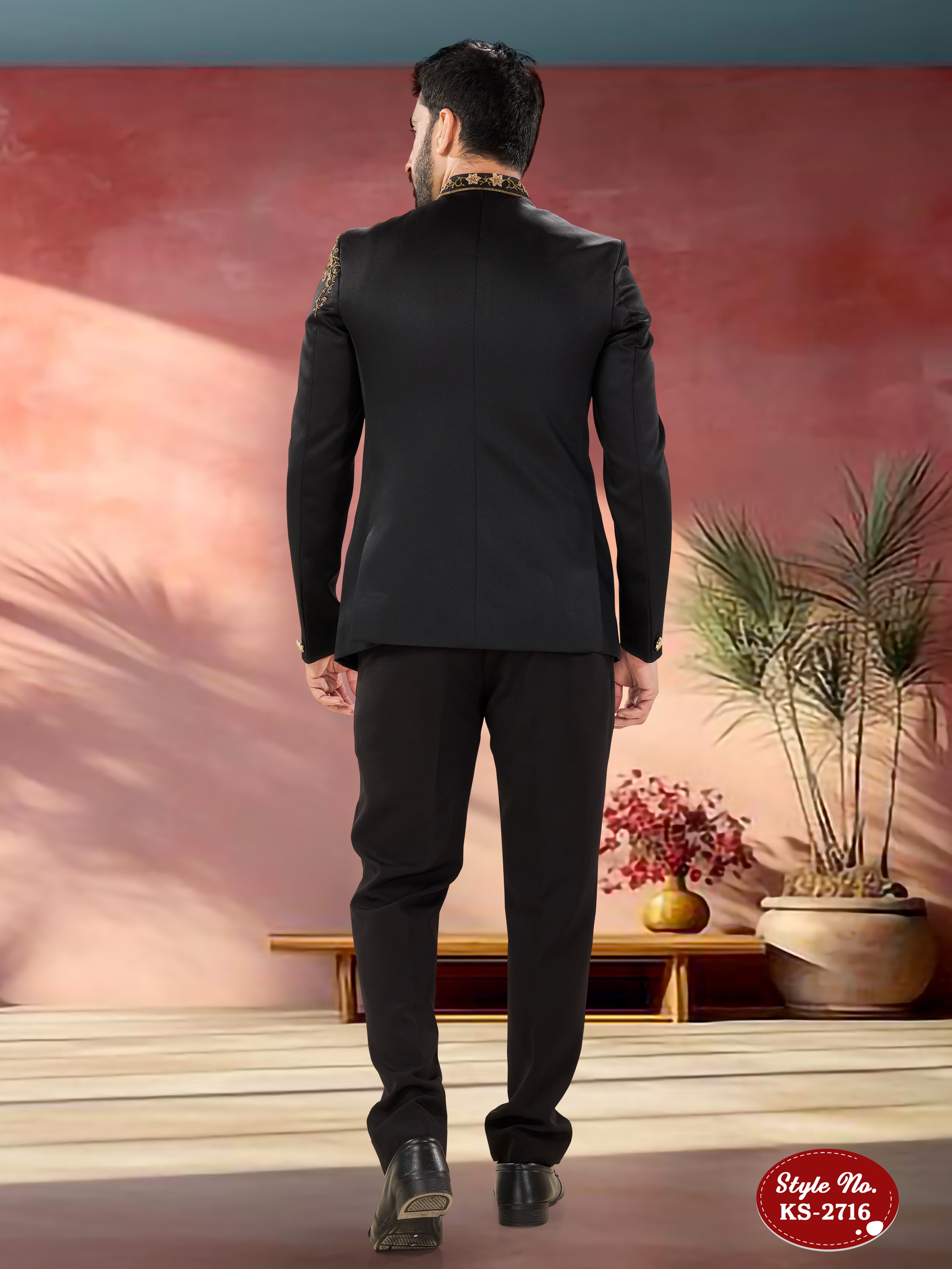 UNIQUE STYLE BANDHGALA SET IN BLACK TONE WITH DESIGNER HAND EMBROIDERY