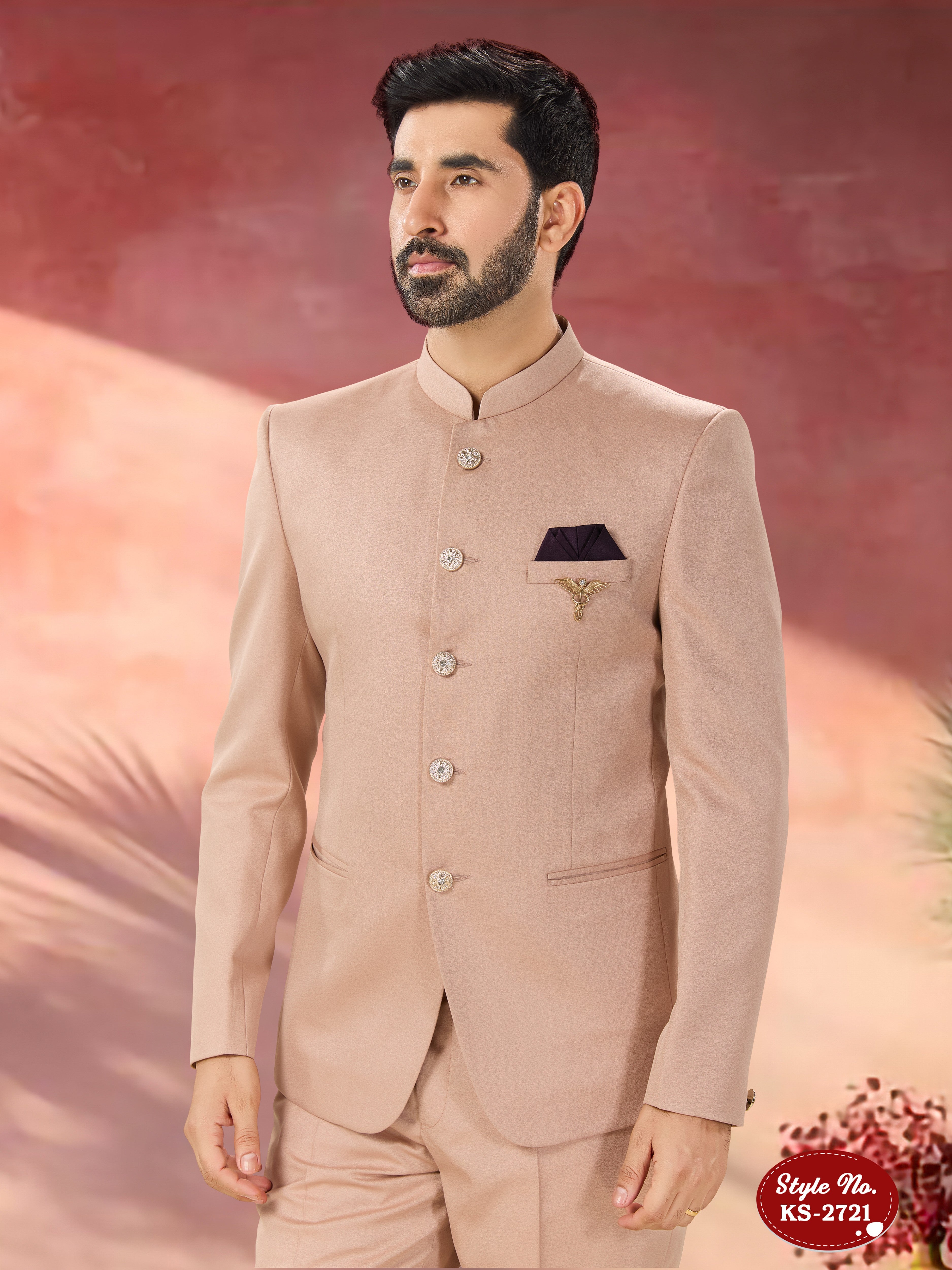 PINK TONE BANDHGALA SET WITH UNIQUE STYLE