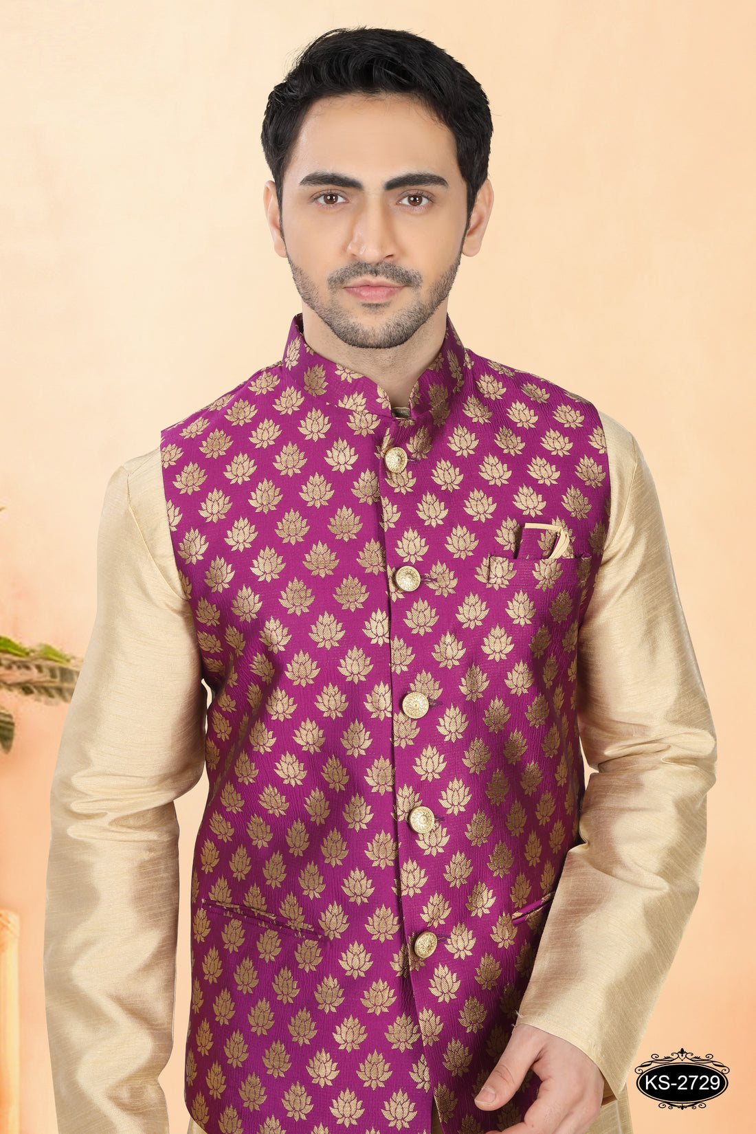 PURPLE HUE ONLY JACKET IN SELF-DESIGN FOR EVERY FESTIVITY