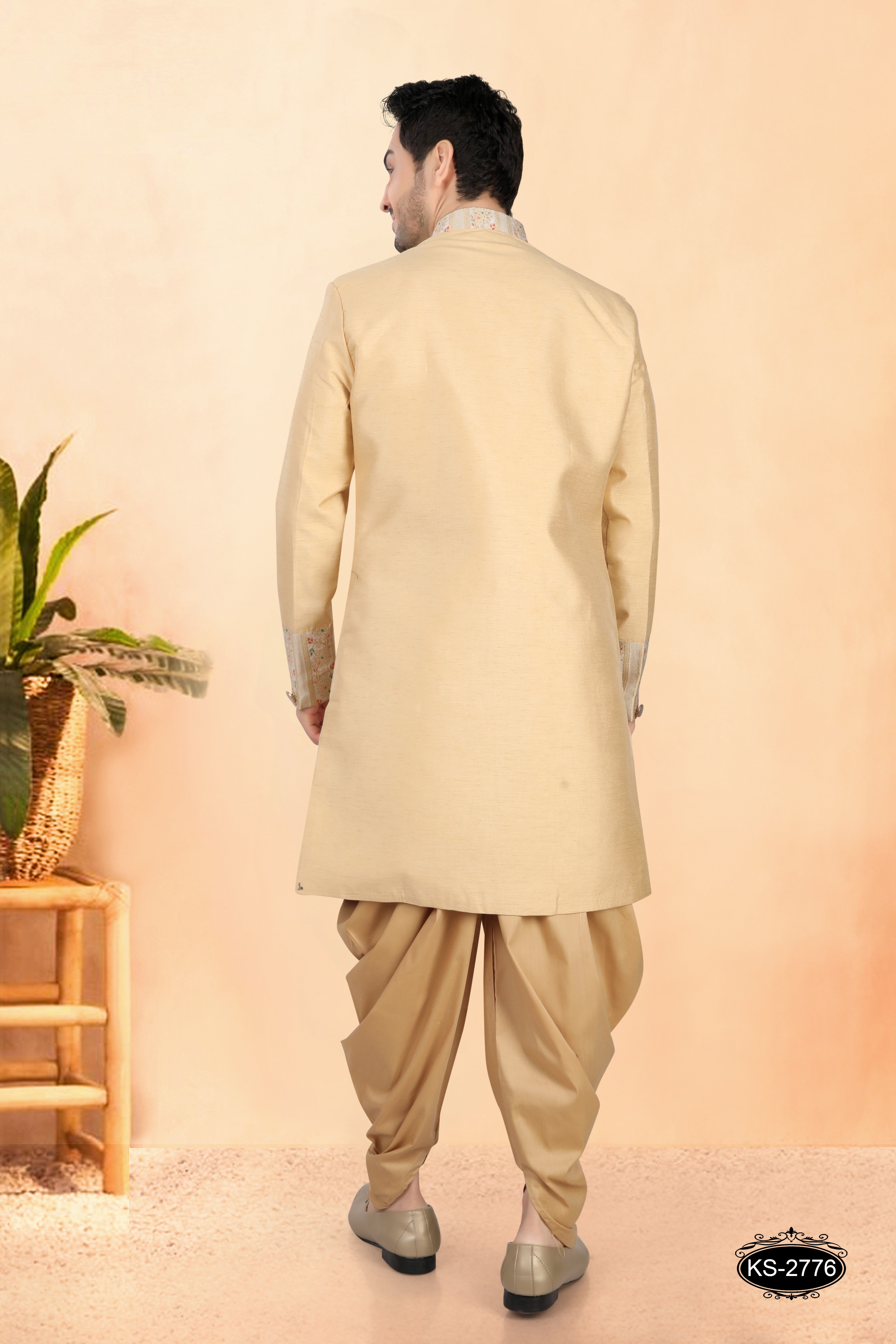 INDO-WESTERN SET IN GOLD TONE WITH DESIGNER PATTA
