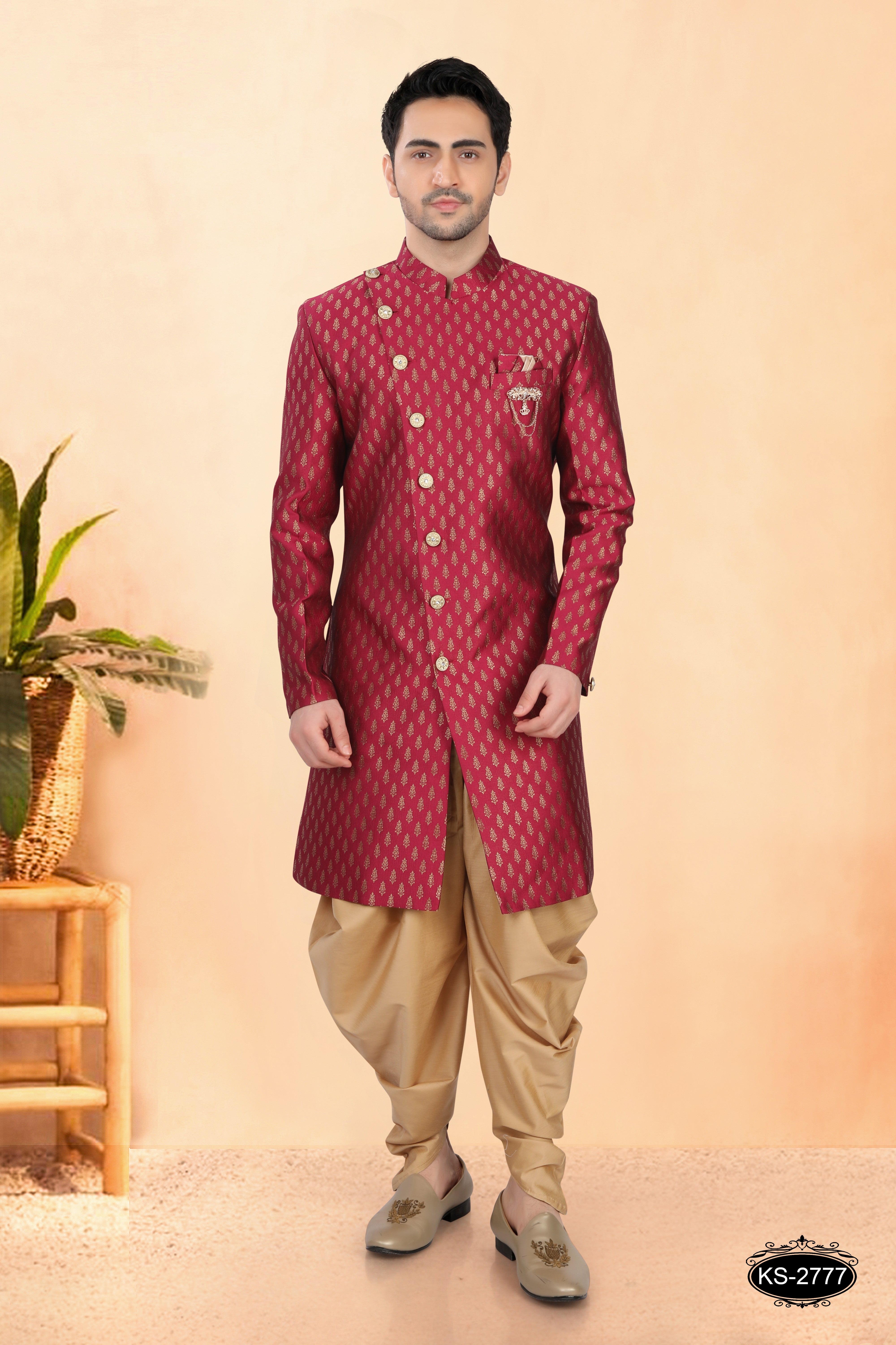 RANI-PINK HUE INDO-WESTERN SET WITH SELF-DESIGN FOR EVERY OCCASIONS