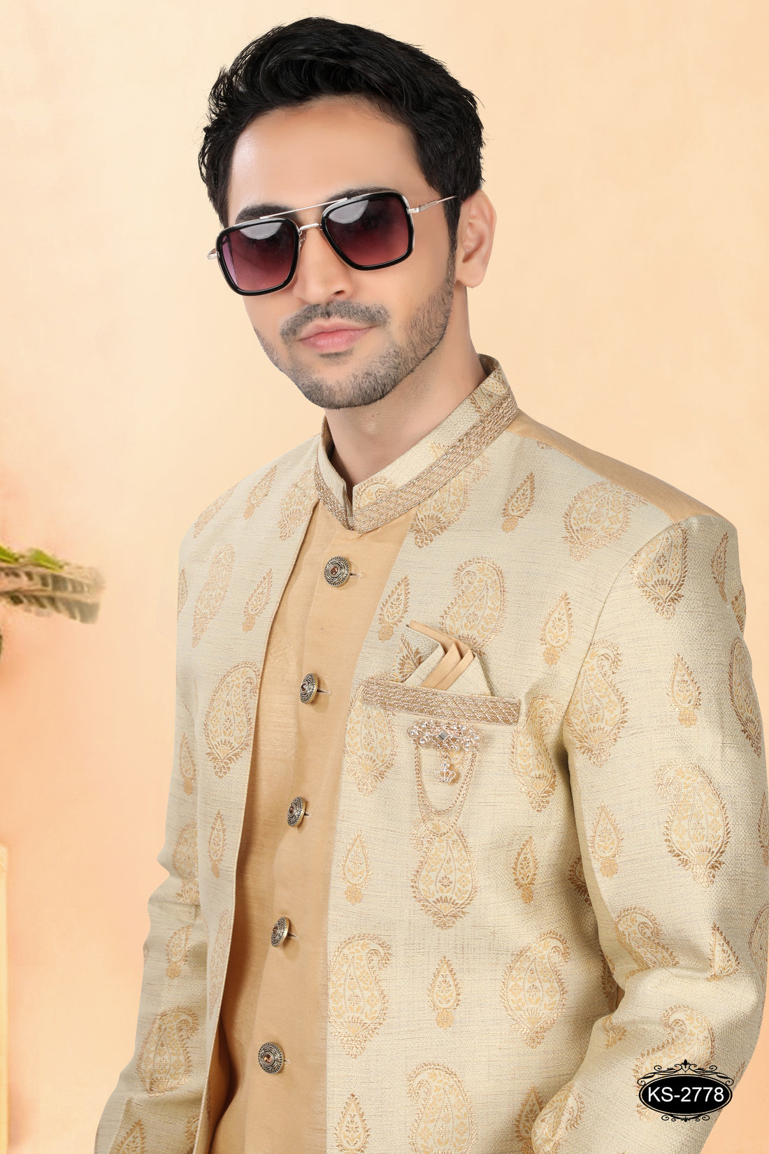 UNIQUE JACKET STYLE INDO-WESTERN SET IN GOLD TONE FOR EVERY FESTIVITY