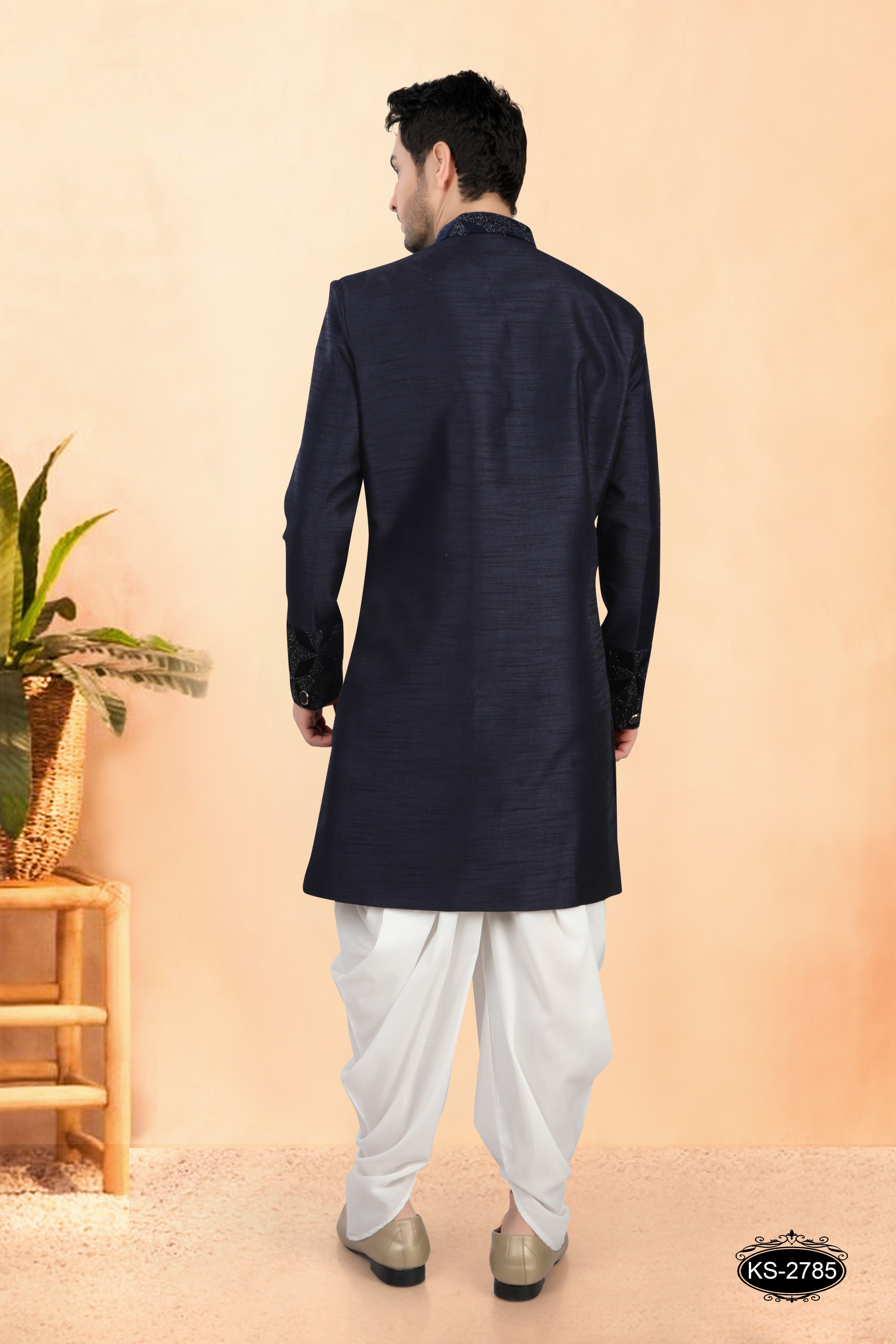 UNIQUE STYLE INDO-WESTERN SET IN BLUE TONE WITH DESIGNER PATTA