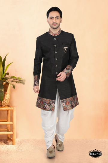 BLACK TONE INDO-WESTERN SET WITH DESIGNER PATTA FOR UNIQUE LOOK