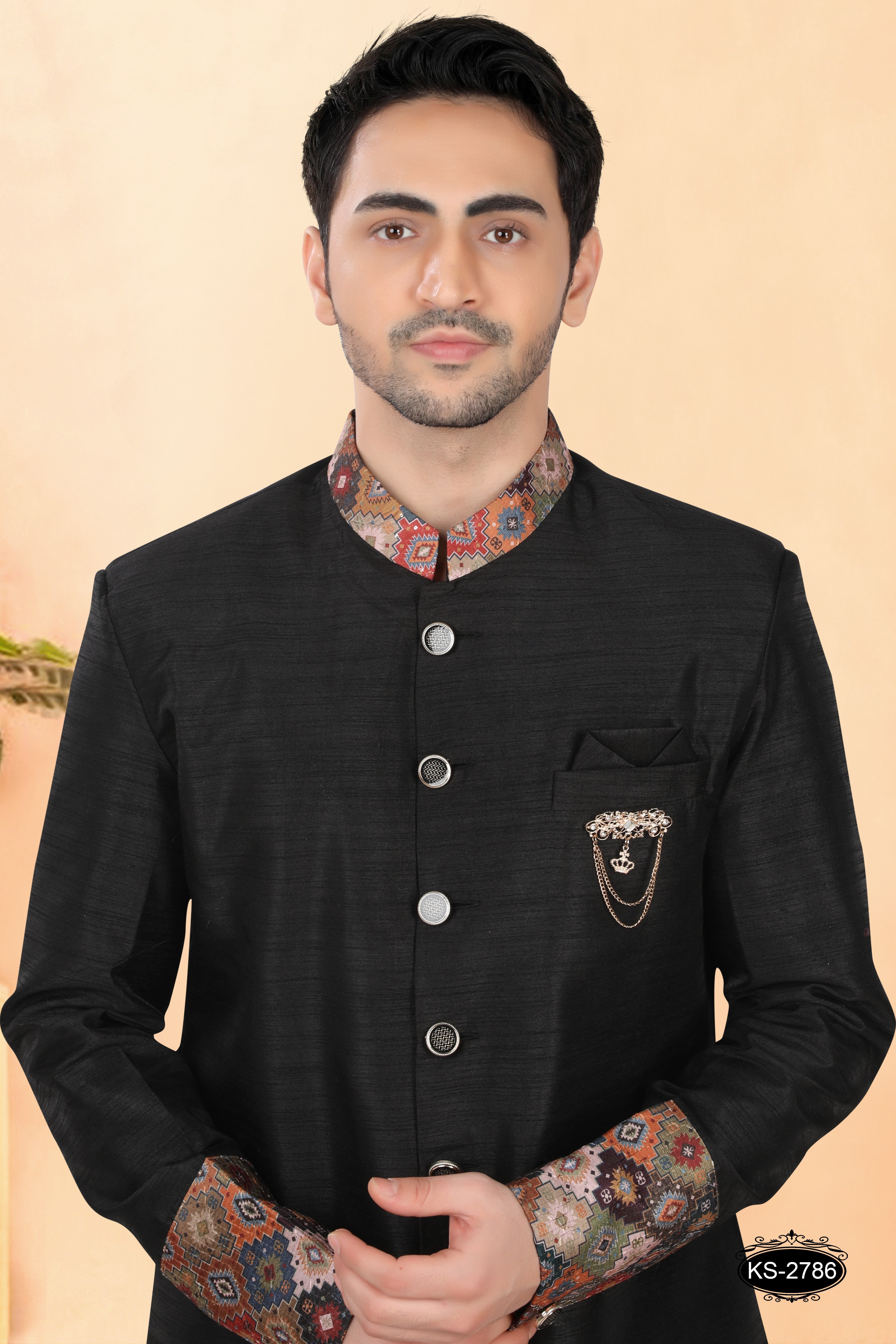 BLACK TONE INDO-WESTERN SET WITH DESIGNER PATTA FOR UNIQUE LOOK
