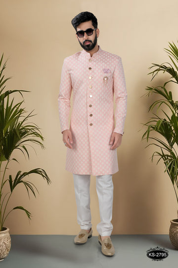 INDO-WESTERN SET IN PINK TONE WITH SELF-DESIGN FOR EVERY FESTIVITY