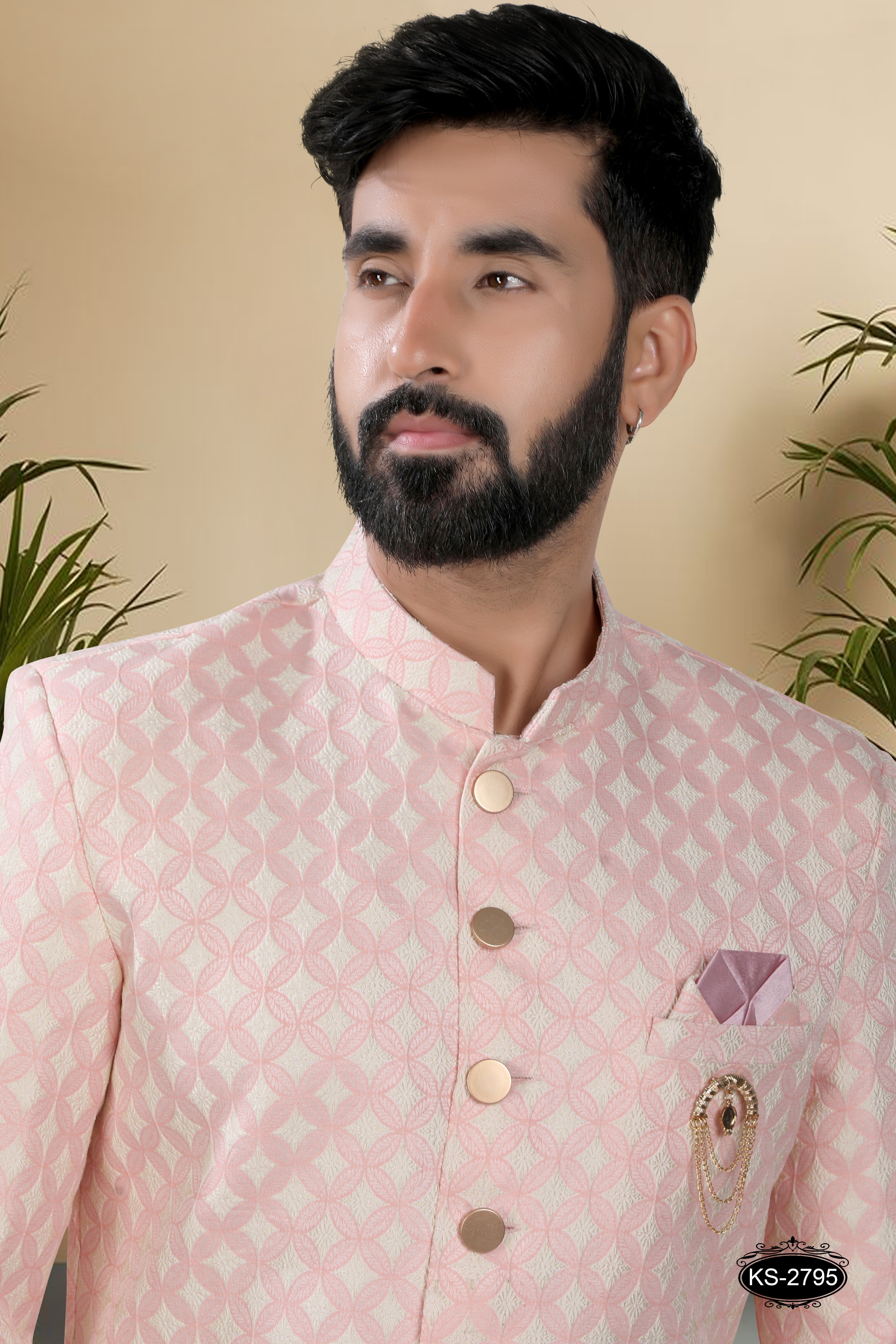 INDO-WESTERN SET IN PINK TONE WITH SELF-DESIGN FOR EVERY FESTIVITY