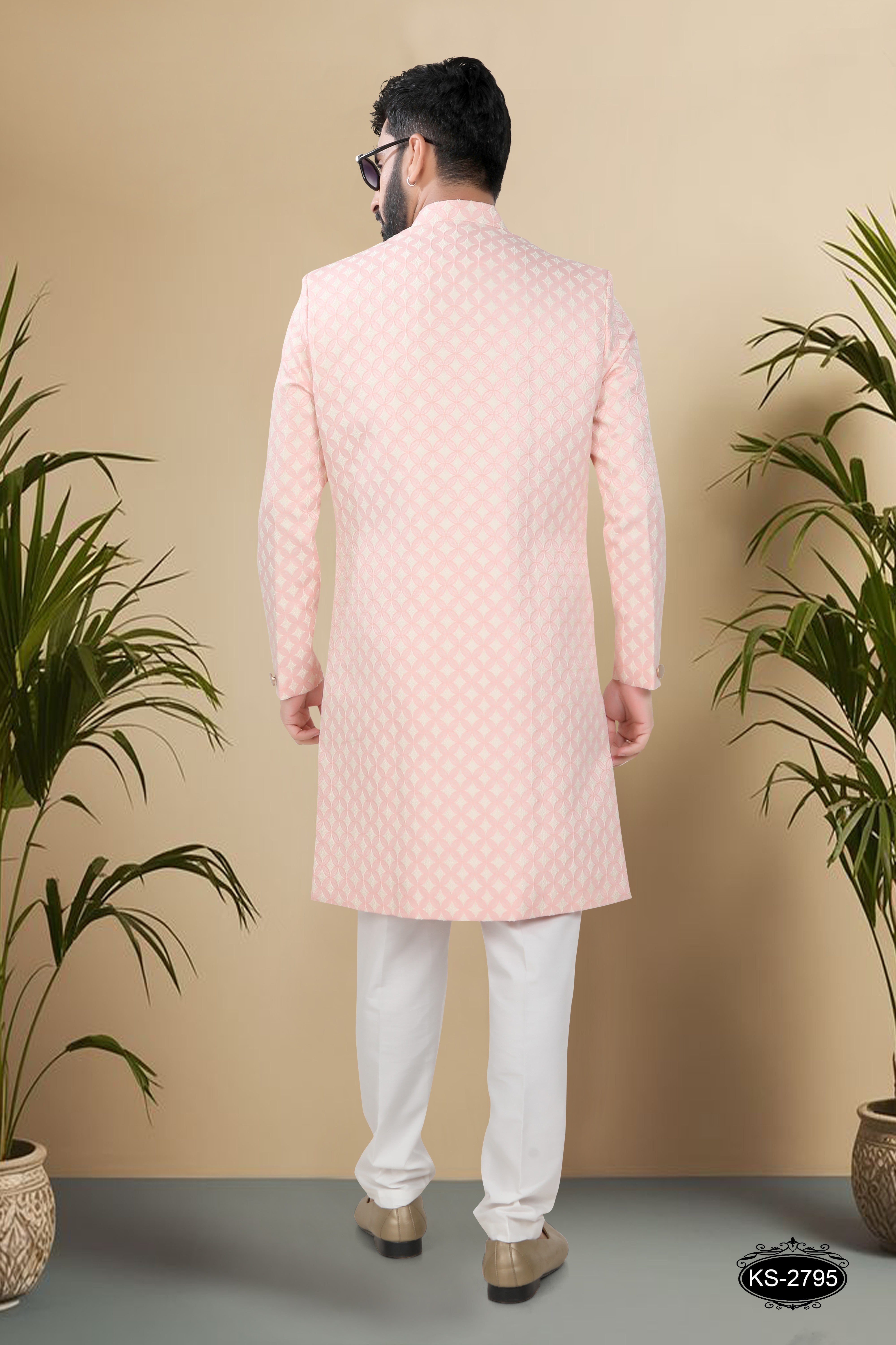 INDO-WESTERN SET IN PINK TONE WITH SELF-DESIGN FOR EVERY FESTIVITY