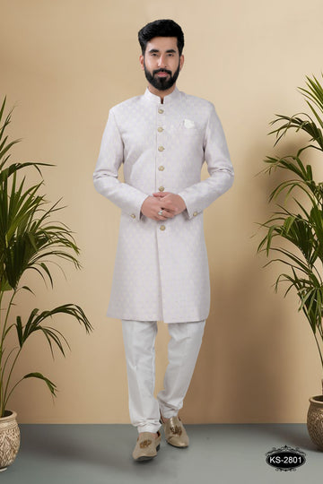 LIGHT-PURPLE HUE INDO-WESTERN SET WITH SELF-DESIGN FOR EVERY FESTIVITY