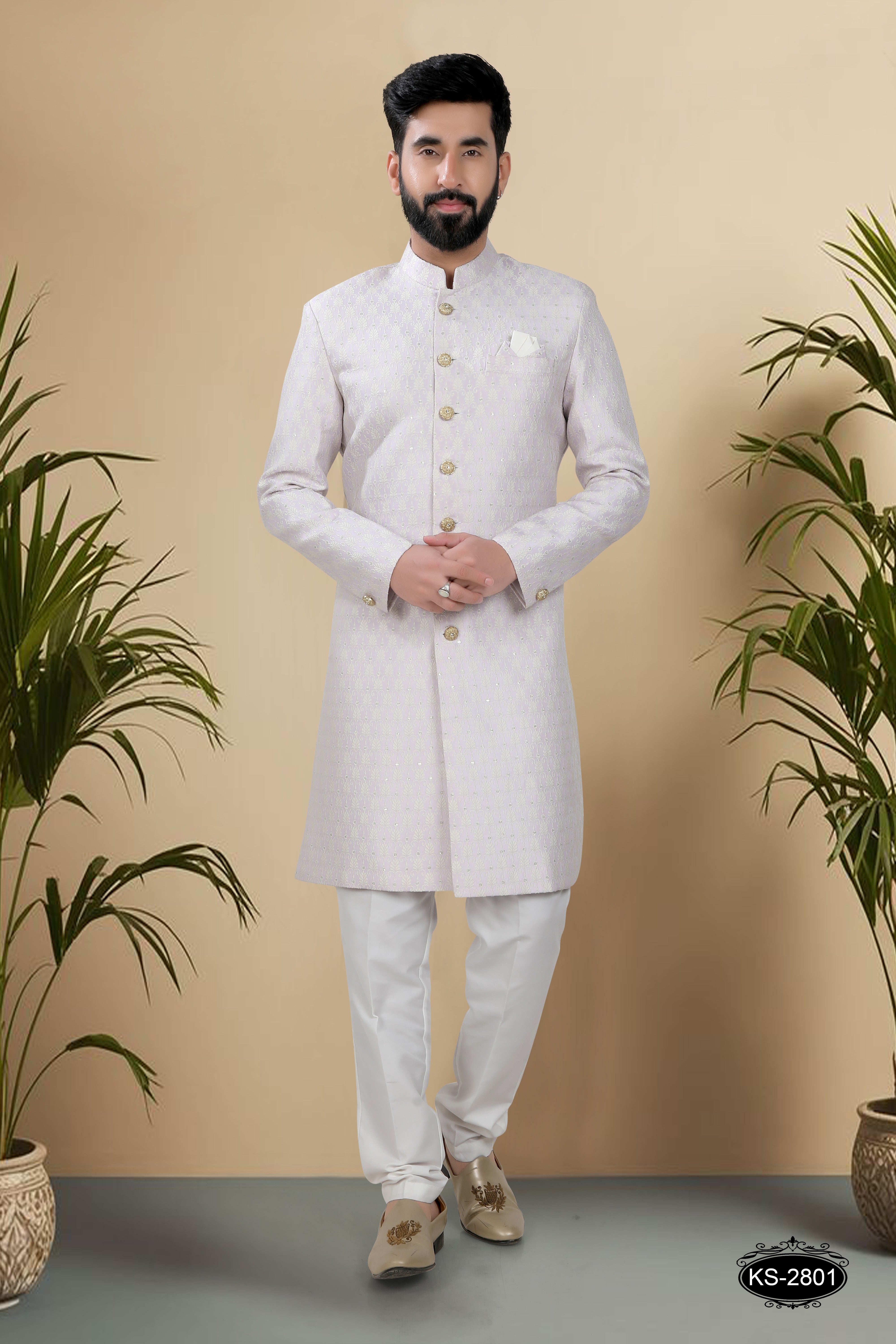 LIGHT-PURPLE HUE INDO-WESTERN SET WITH SELF-DESIGN FOR EVERY FESTIVITY